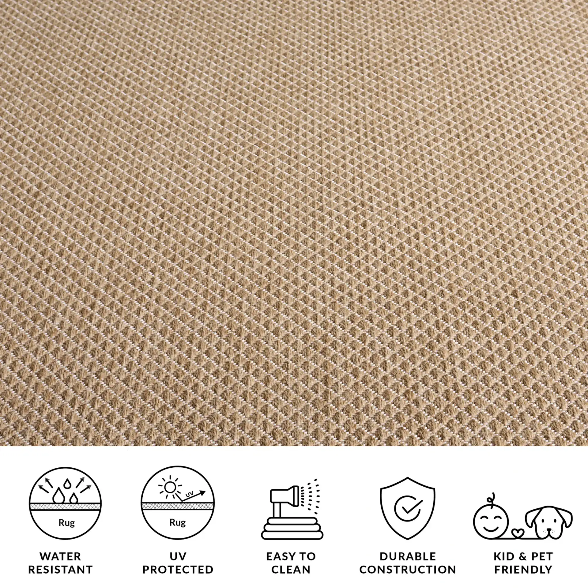 Sisal Performance Diamond Rug in Natural / Ivory in a styled room
