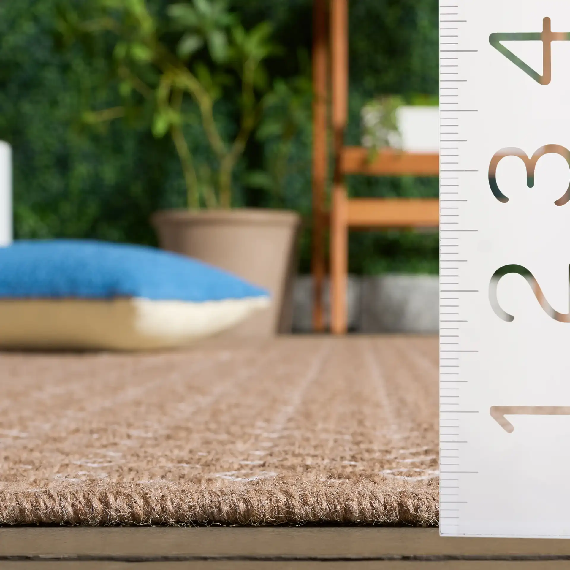 Sisal Performance Nested Diamond Rug in Natural / Ivory in a styled room