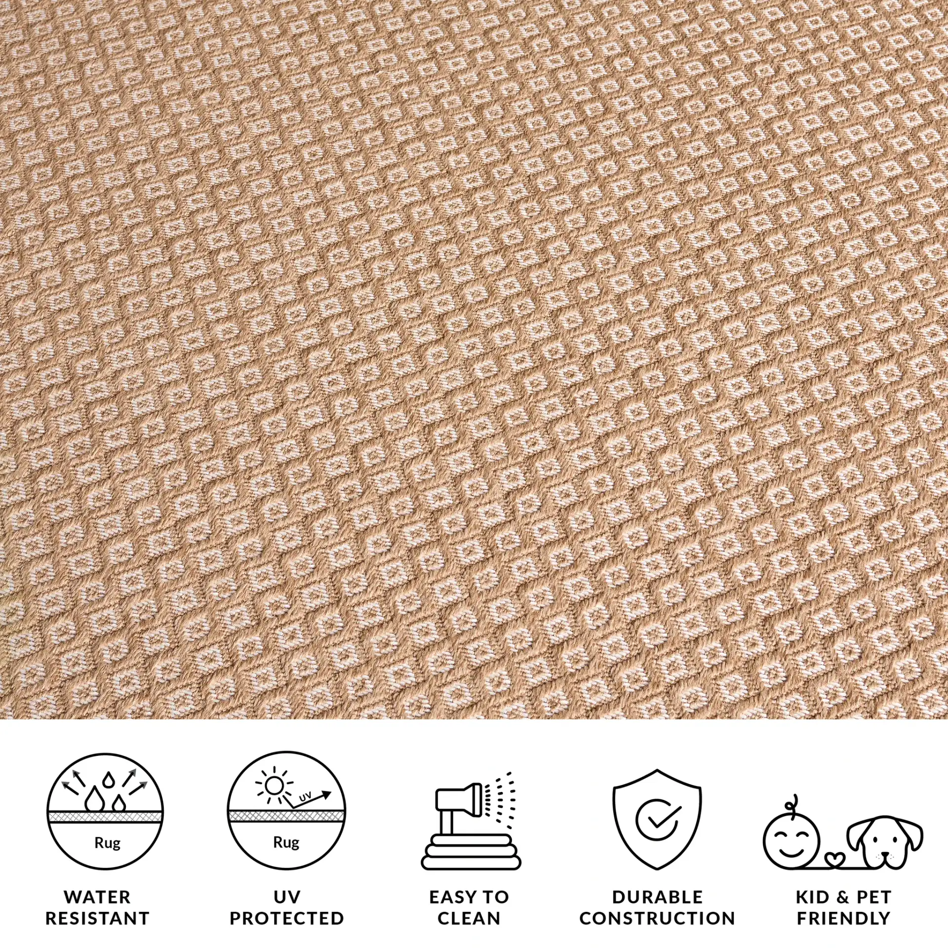 Sisal Performance Nested Diamond Rug in Natural / Ivory in a styled room