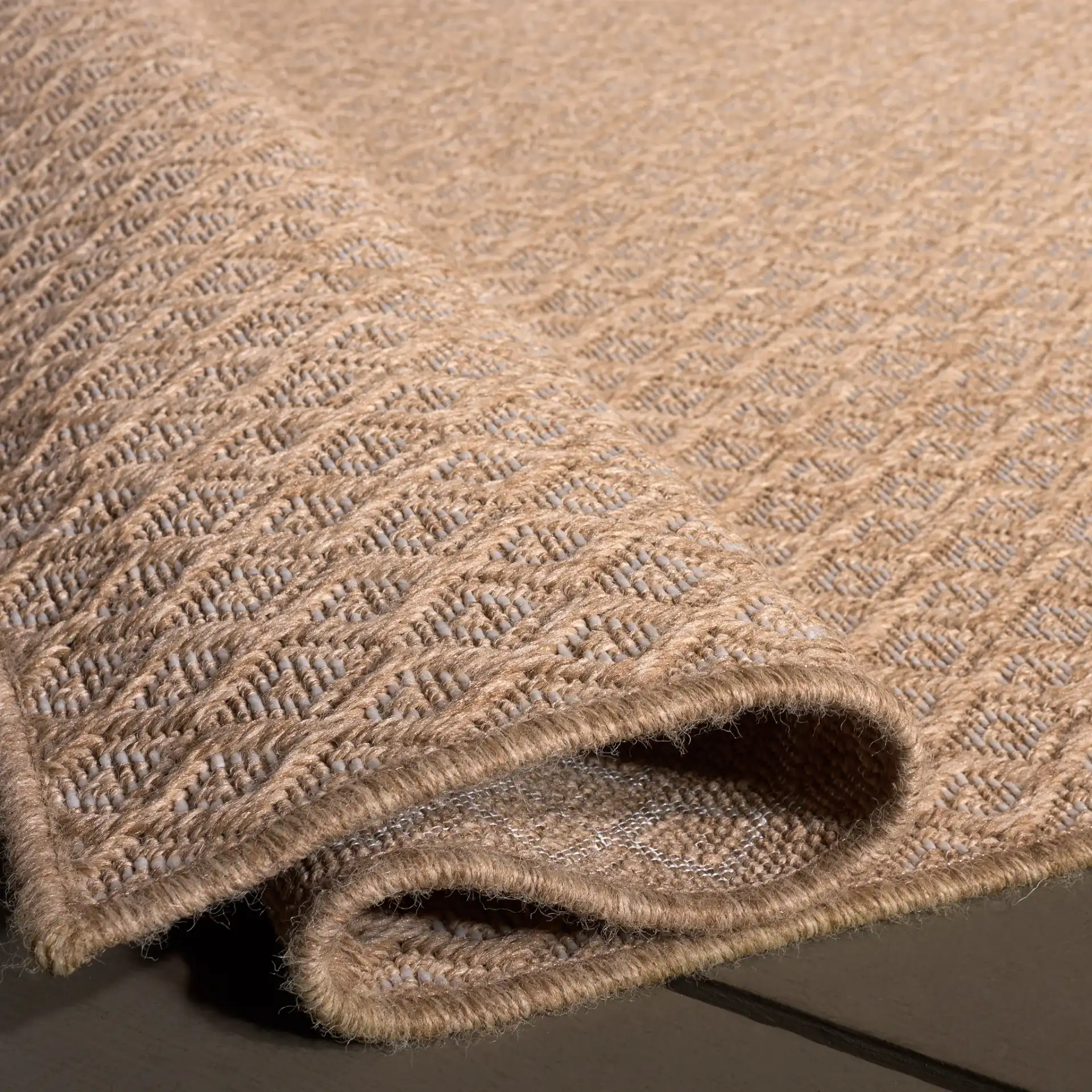 Sisal Performance Nested Diamond Rug in Natural / Ivory in a styled room