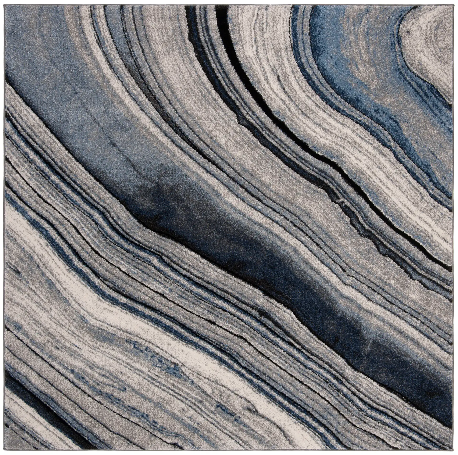 Spirit Marble Swirl Rug in Blue / Gray