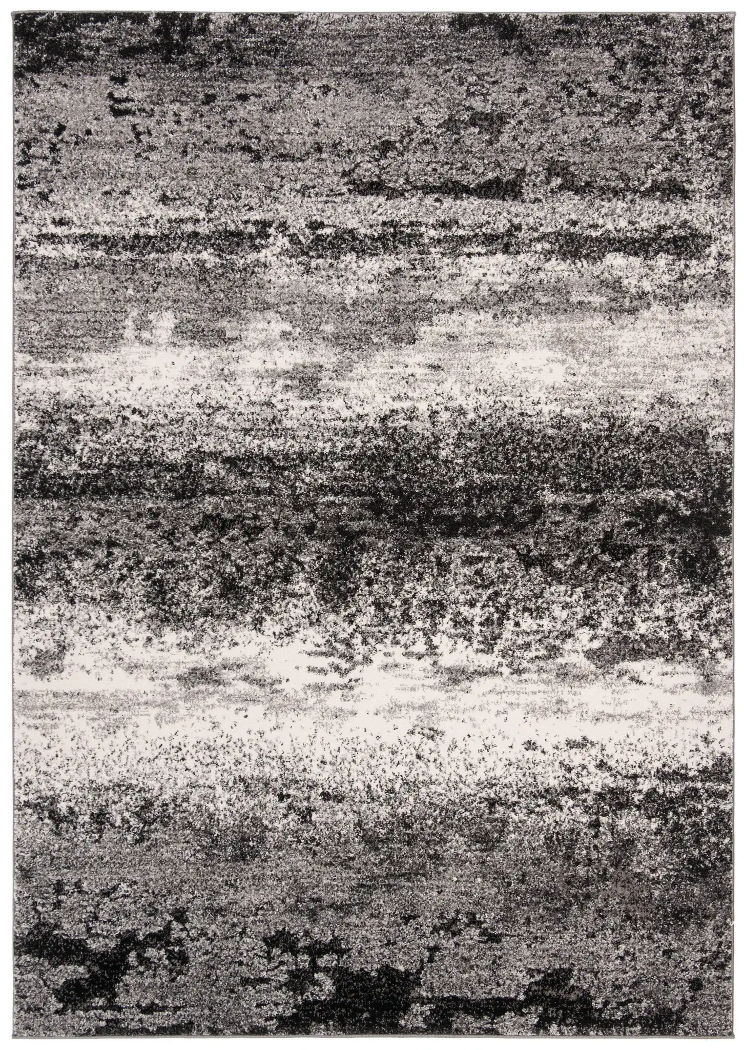 Spirit Abstract Banded Rug in Charcoal / Light Gray