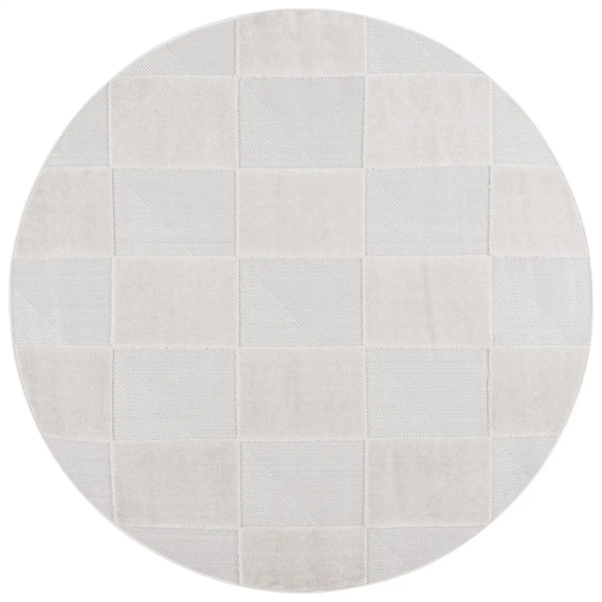 Stella Geometric Block Outdoor Rug in Ivory