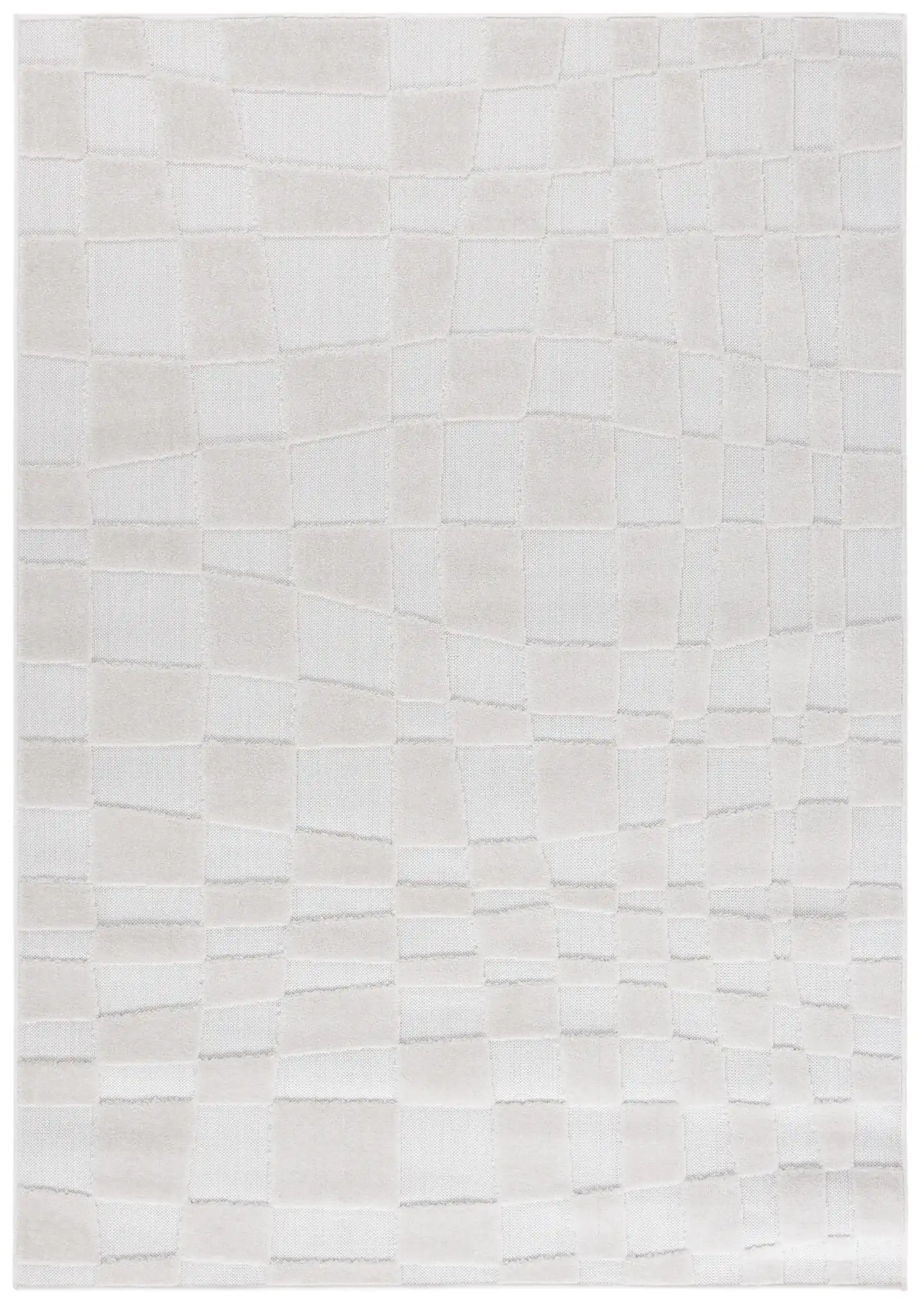 Stella Wavy Grid Outdoor Rug in Ivory