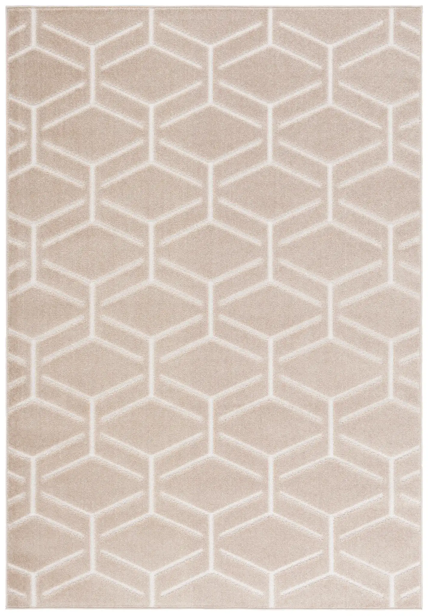 Stella Geometric Lattice Outdoor Rug in Beige