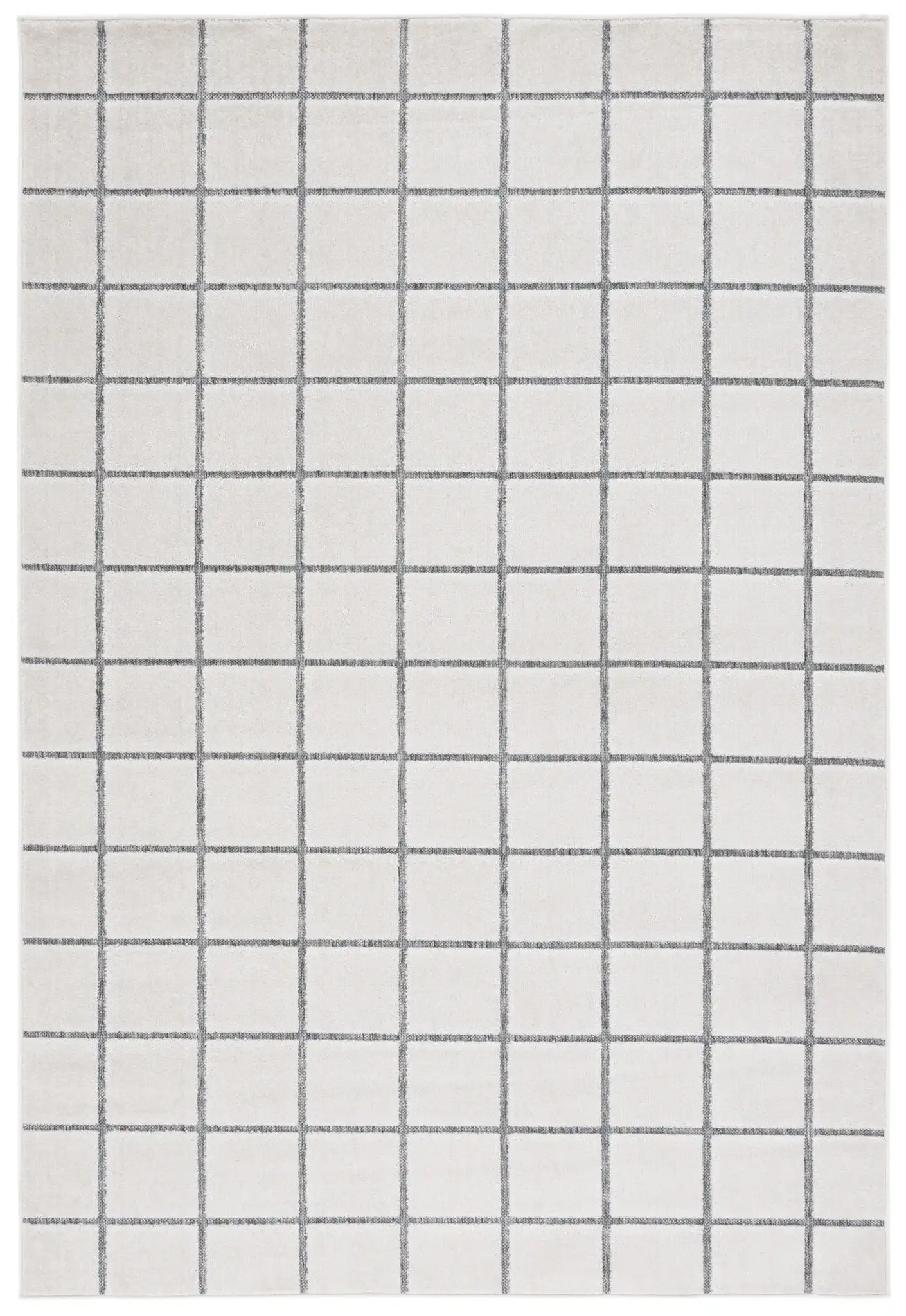 Stella Windowpane Grid Outdoor Rug in Ivory / Gray