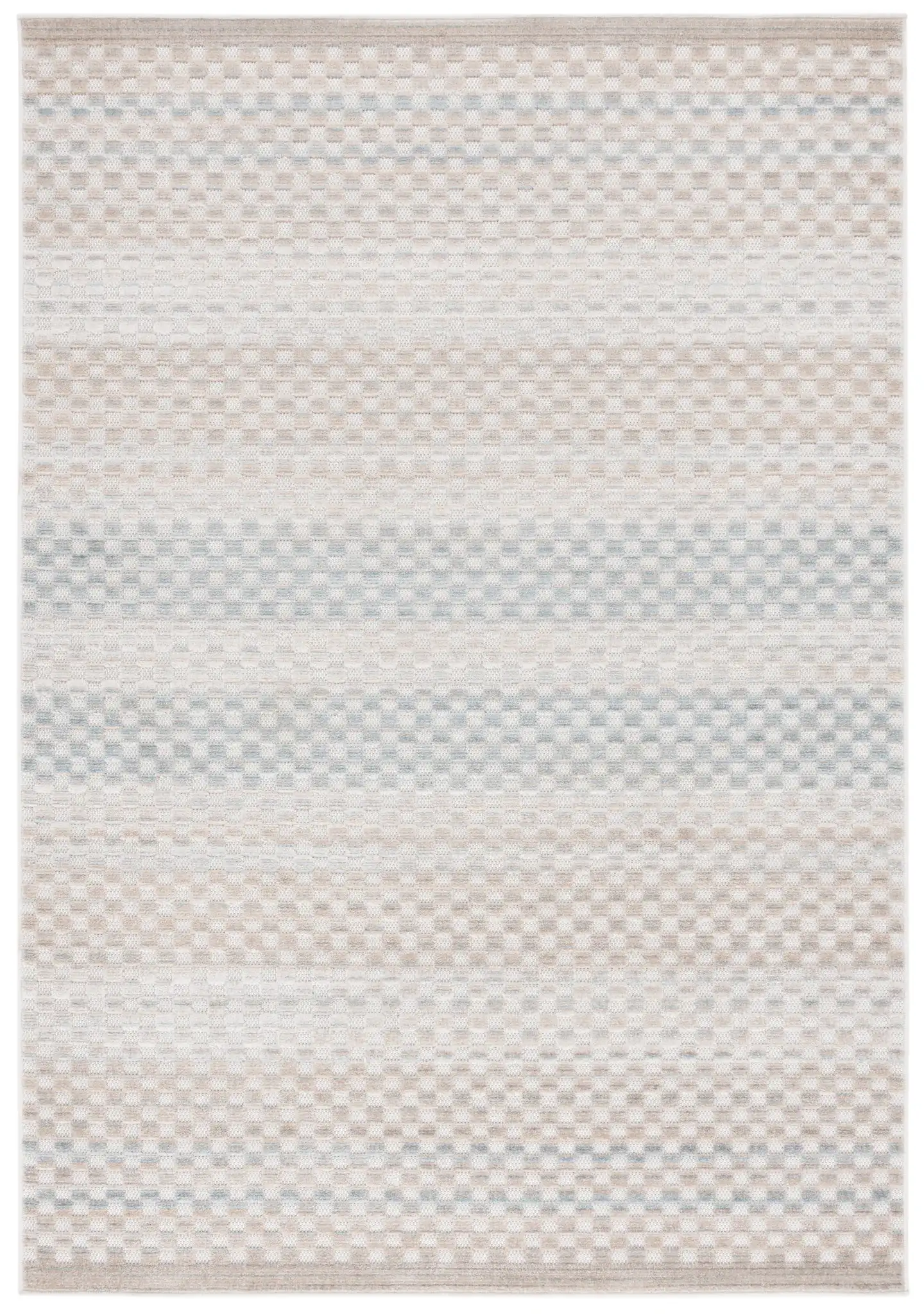 Stella Grid Stripe Outdoor Rug in Beige / Blue