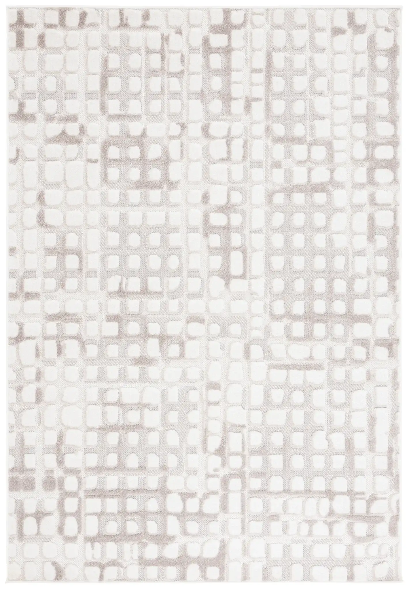 Stella Grid Outdoor Rug in Ivory / Beige