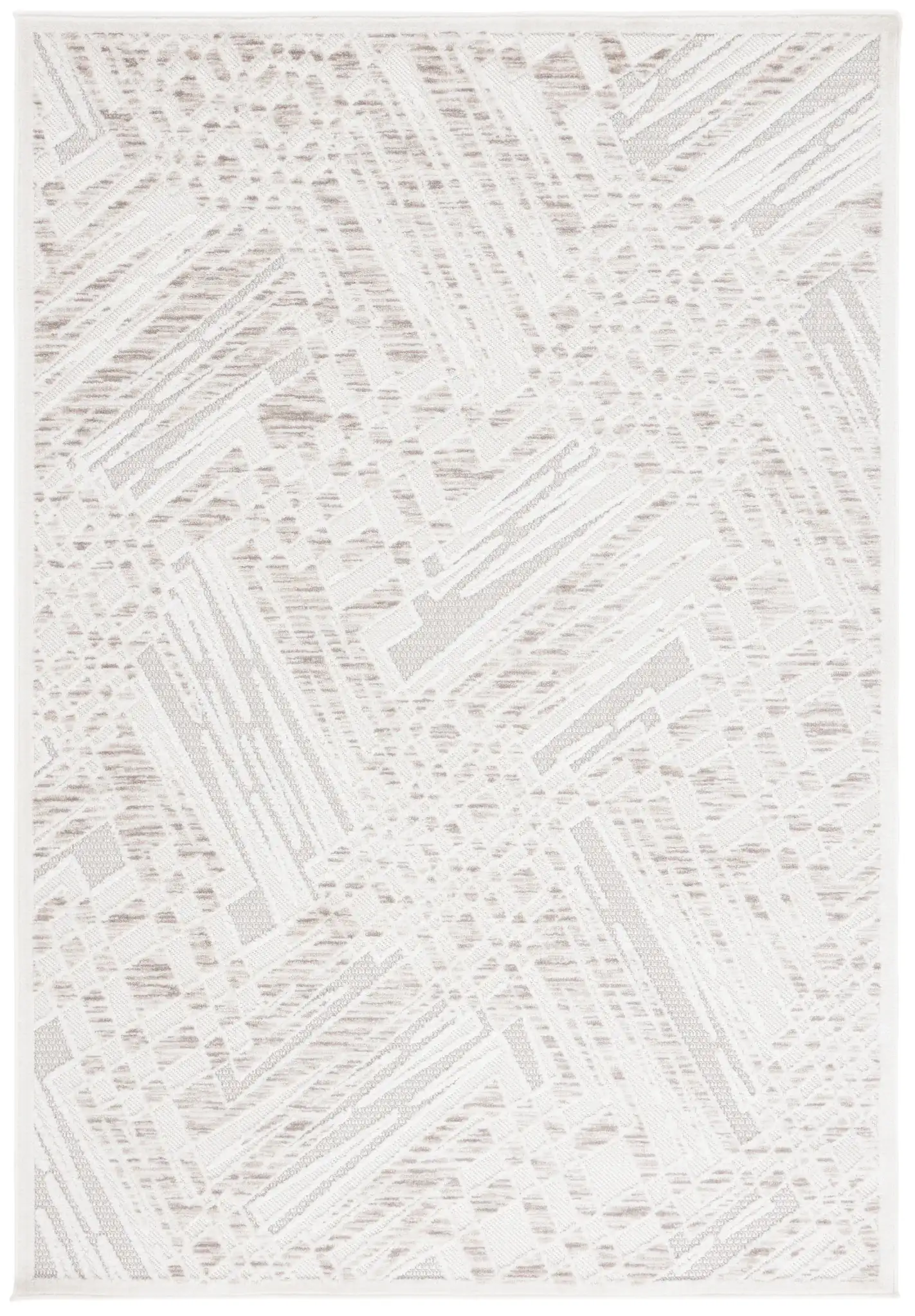 Stella Overlapping Grid Outdoor Rug in Ivory / Beige