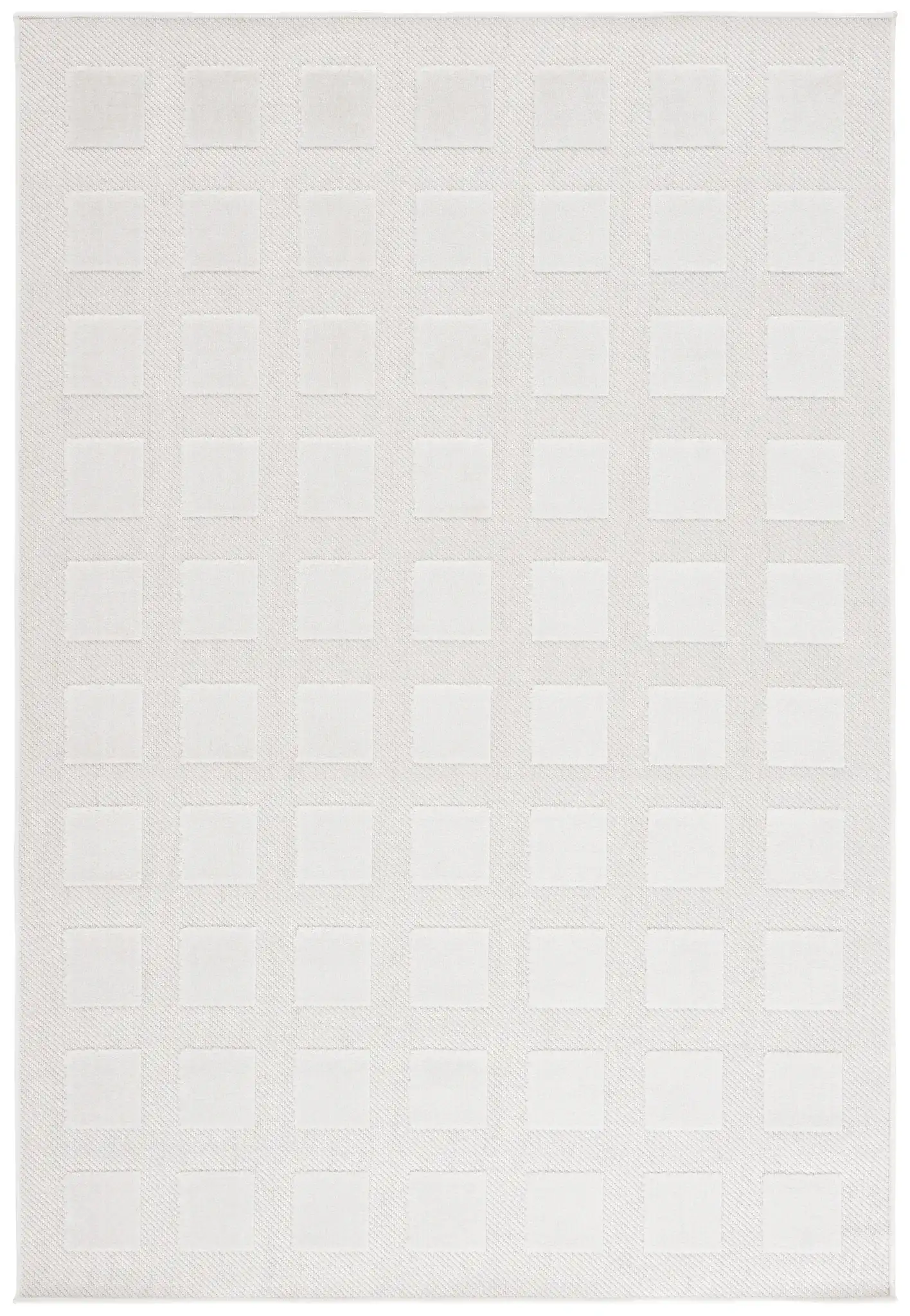 Stella Square Grid Outdoor Rug in Ivory