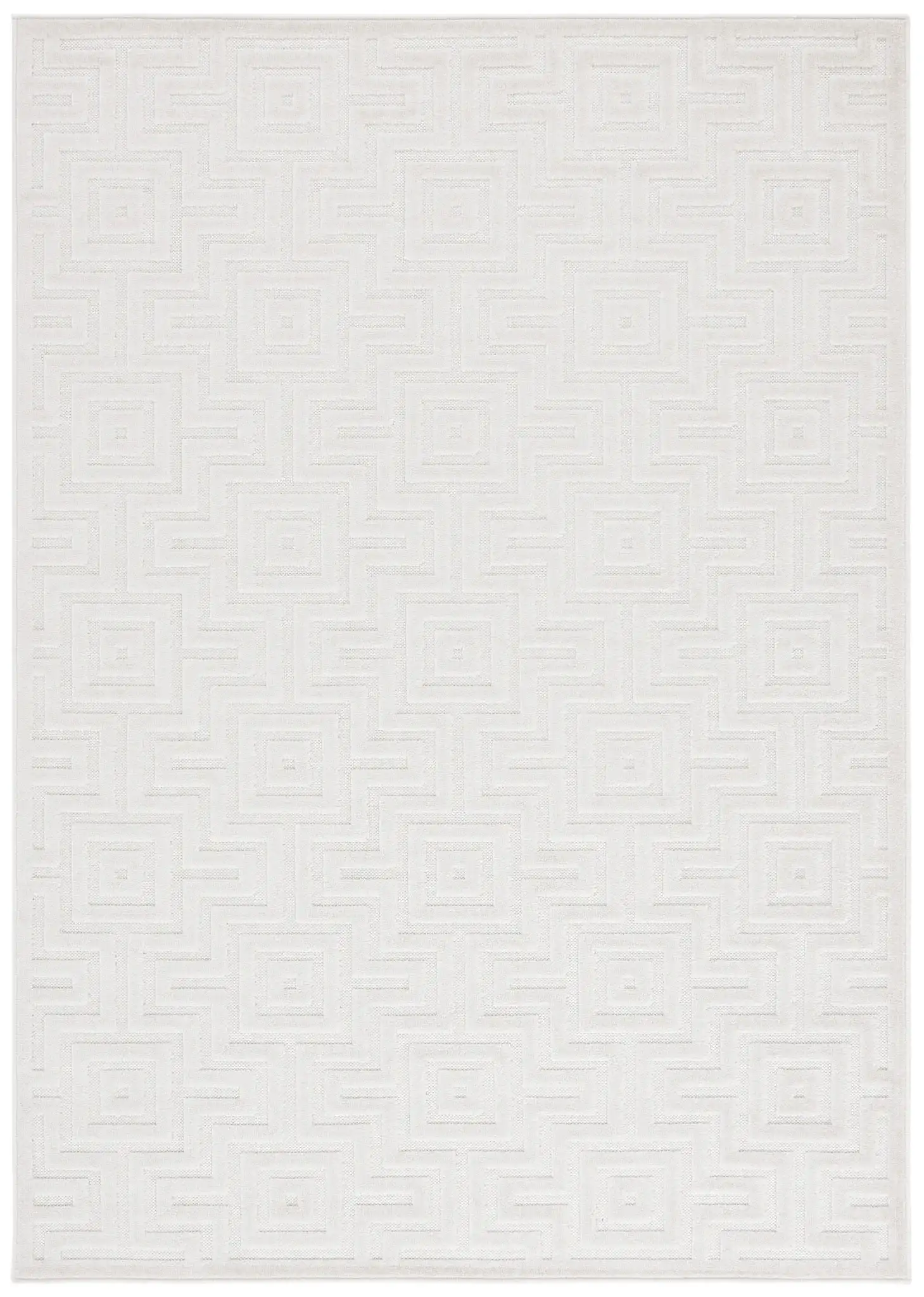 Stella Interlocking Squares Outdoor Rug in Ivory