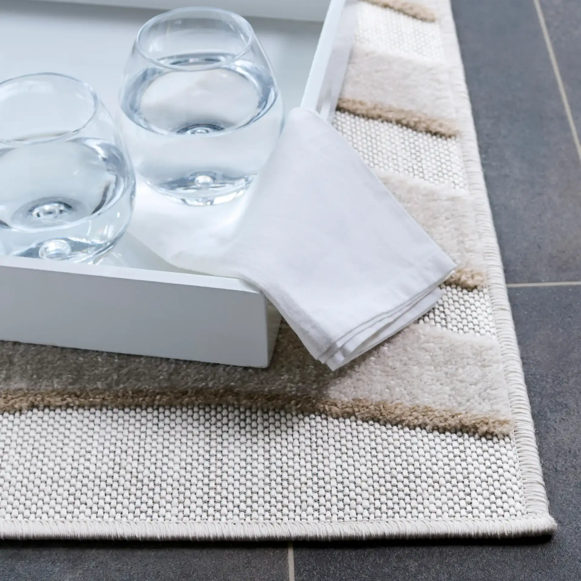 Stella Wave Rug in Ivory / Beige in a styled room