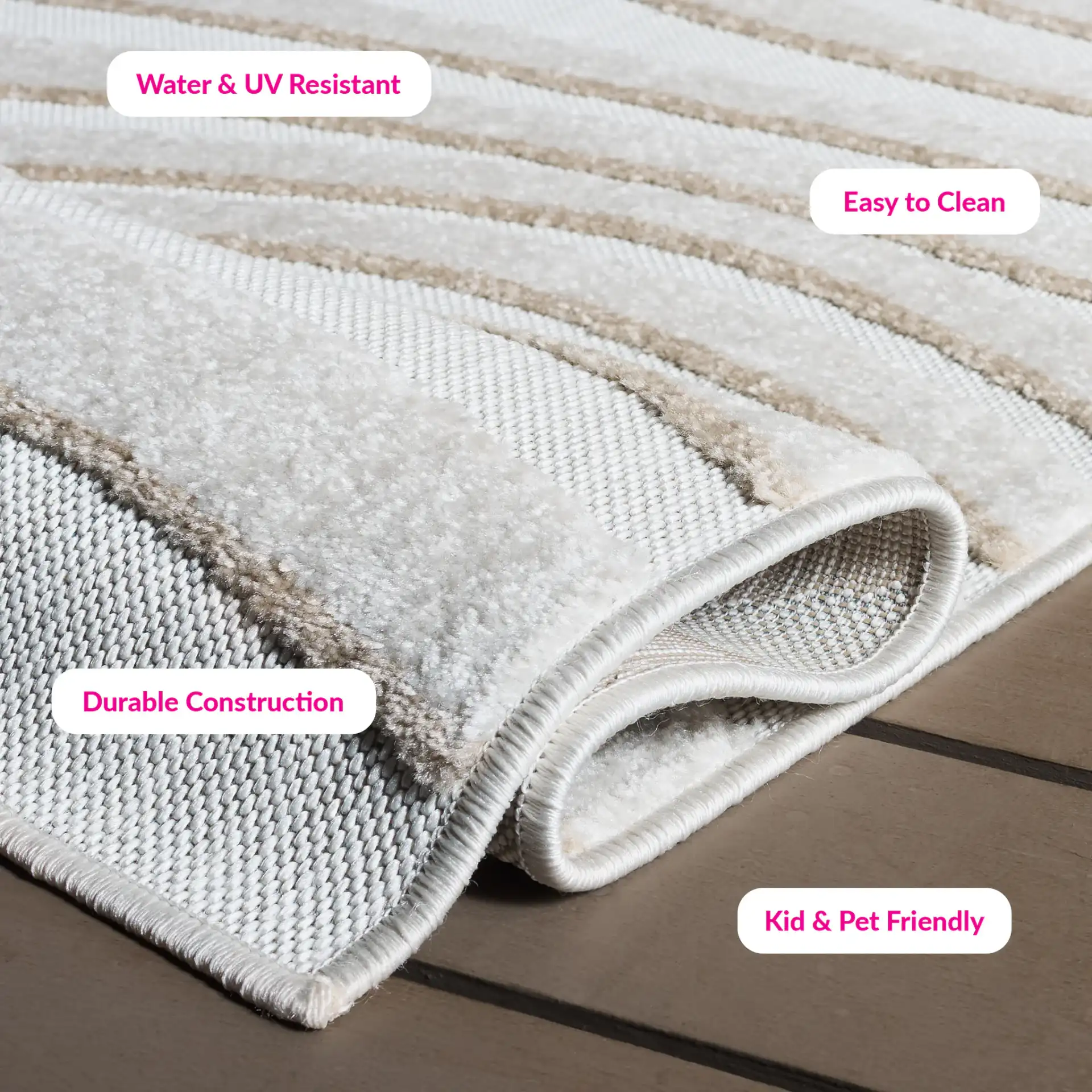 Stella Wave Rug in Ivory / Beige in a styled room