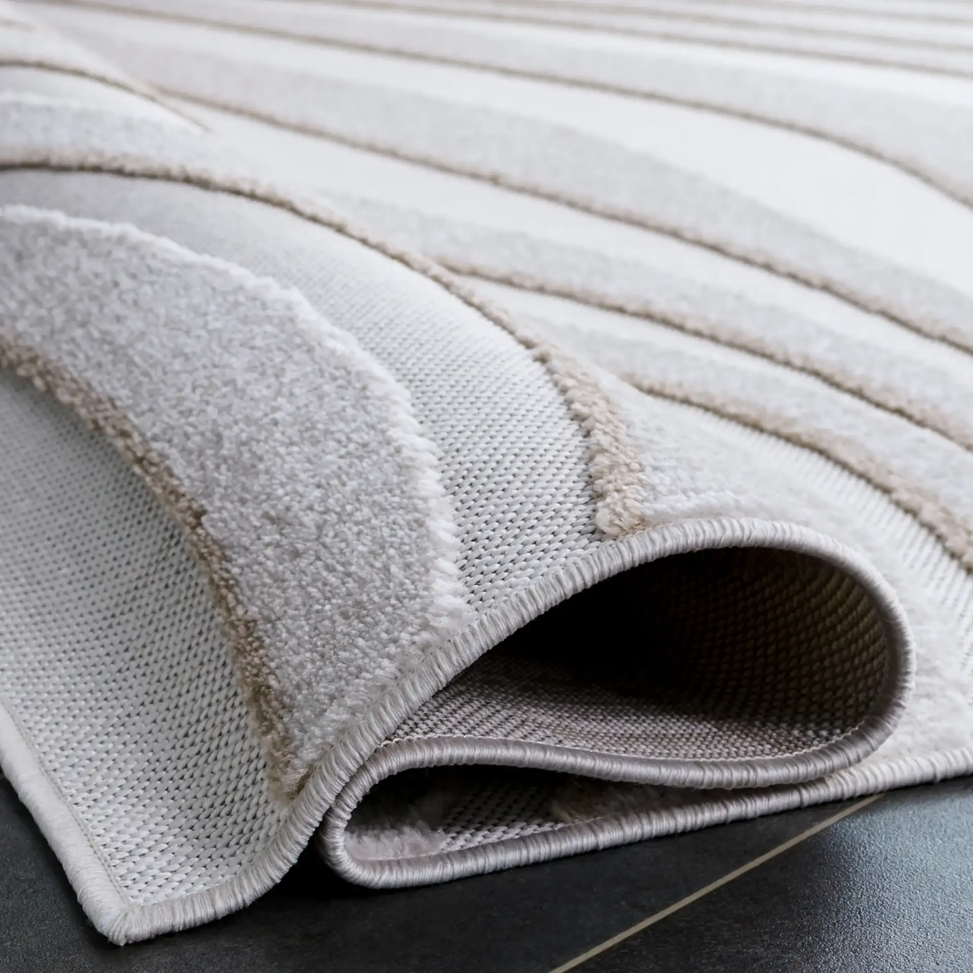 Stella Wave Rug in Ivory / Beige in a styled room