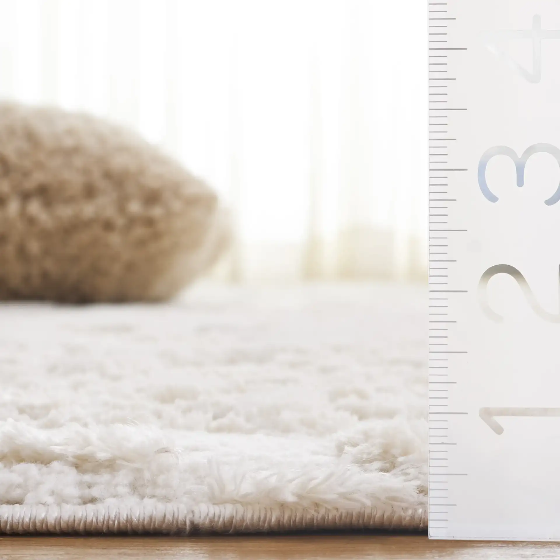Seattle Shag Ribbed Diamond Rug in Ivory in a styled room