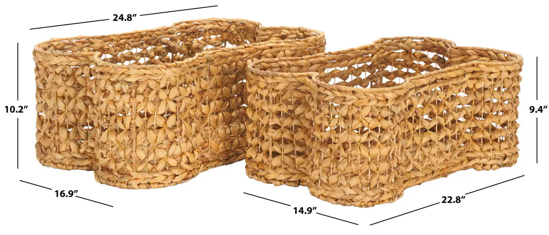 Roscoe Dog Bone Baskets (Set Of 2) in Natural, detail view