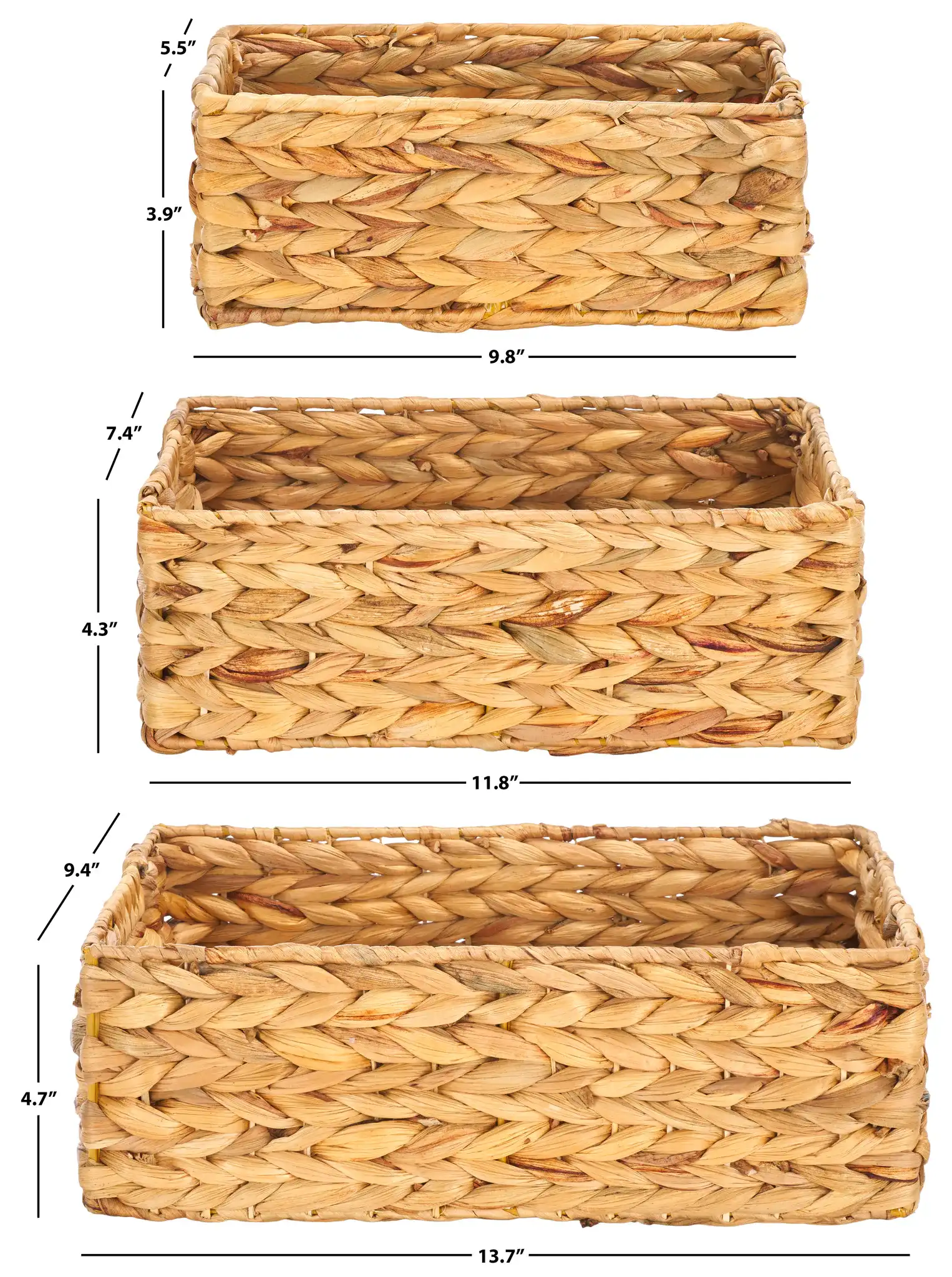 Reilly Set Of Three Baskets in Natural, detail view