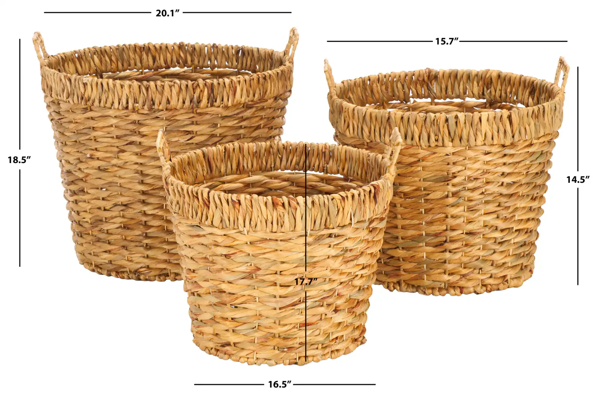 Fenwick Set Of Three Baskets in Natural, detail view
