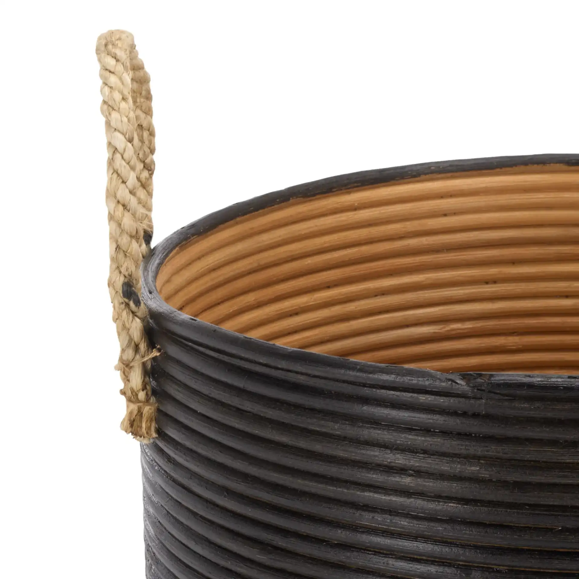Renley Set Of Three-Baskets in Black / Natural in a styled room