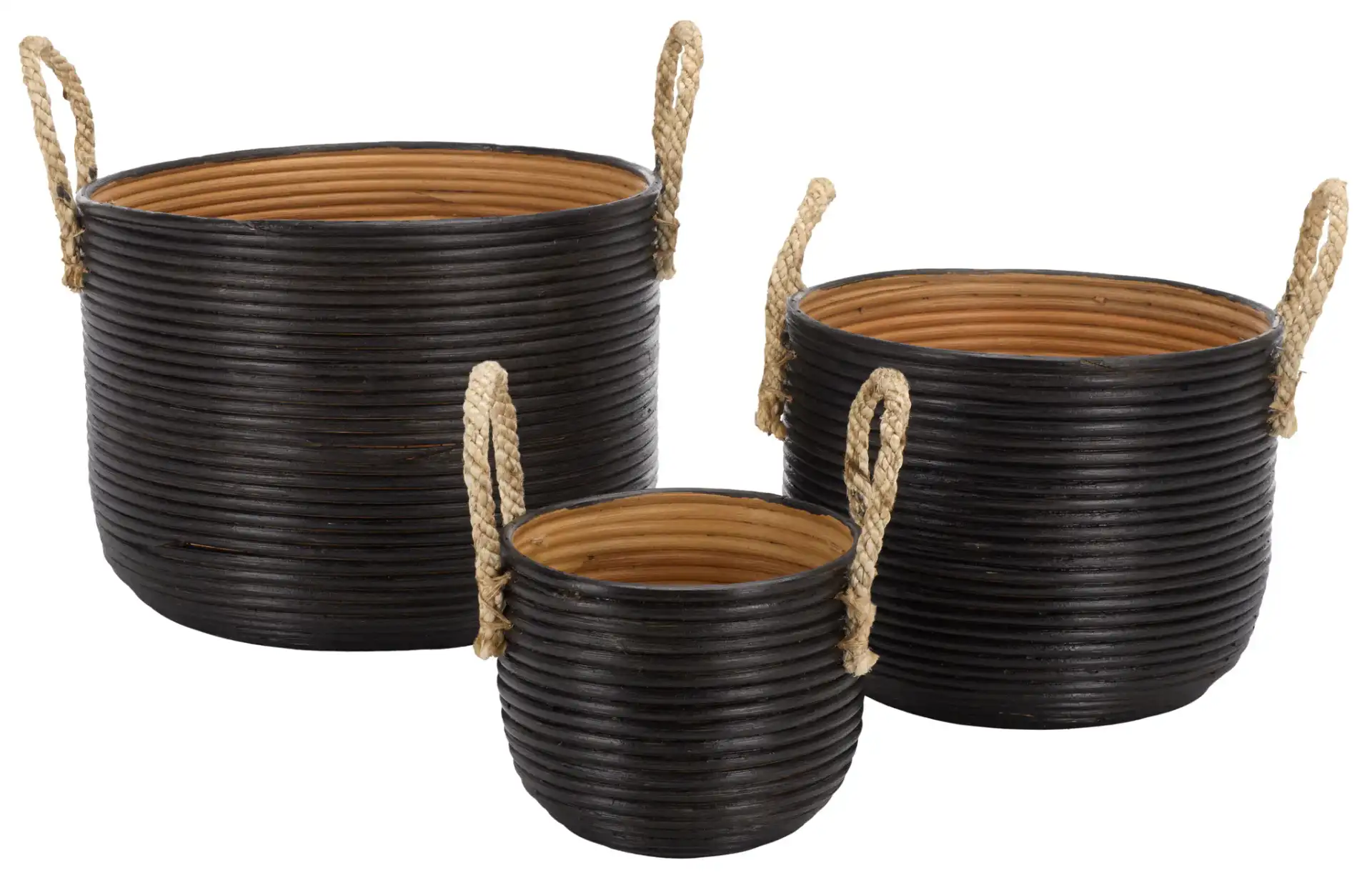 Renley Set Of Three-Baskets in Black / Natural