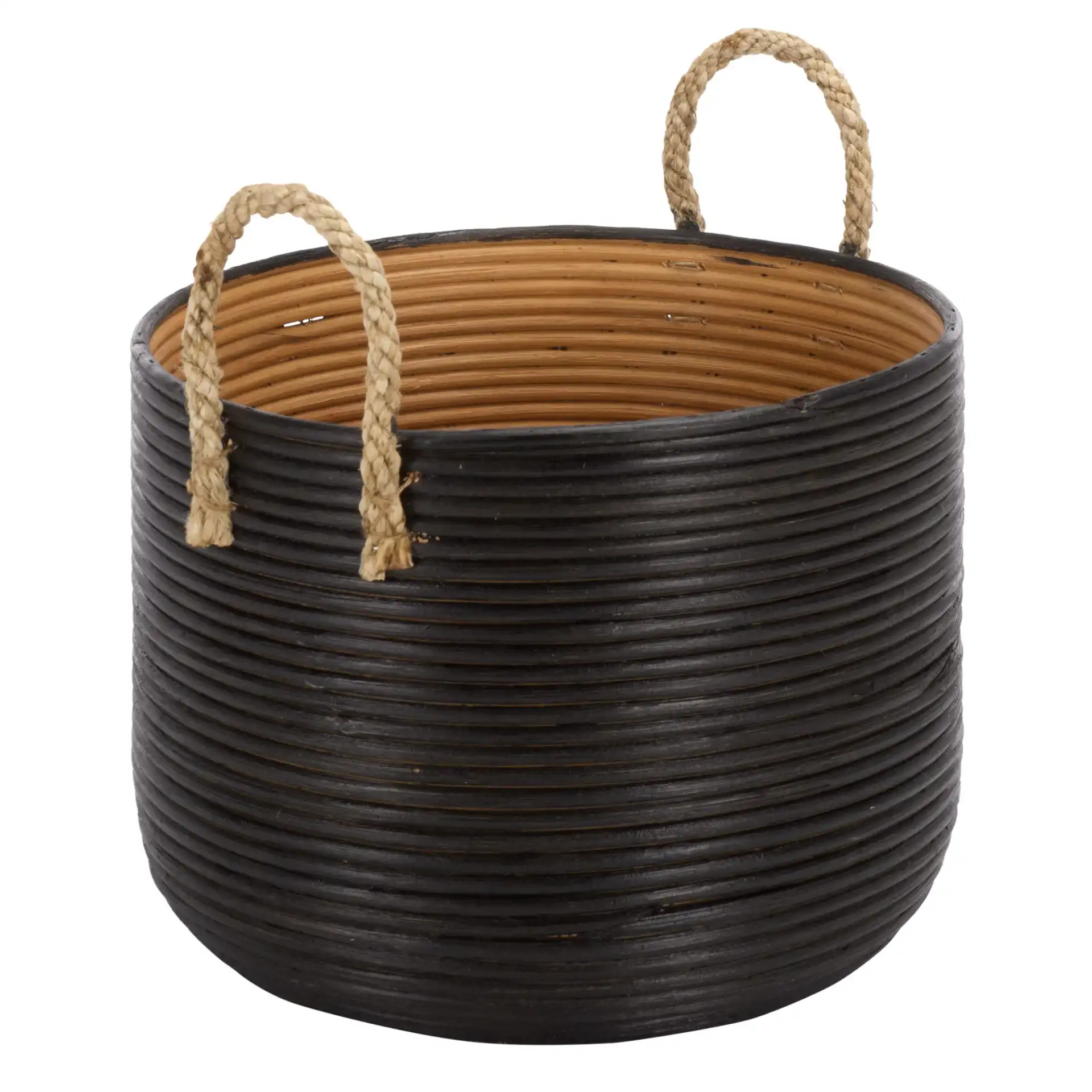 Renley Set Of Three-Baskets in Black / Natural, detail view