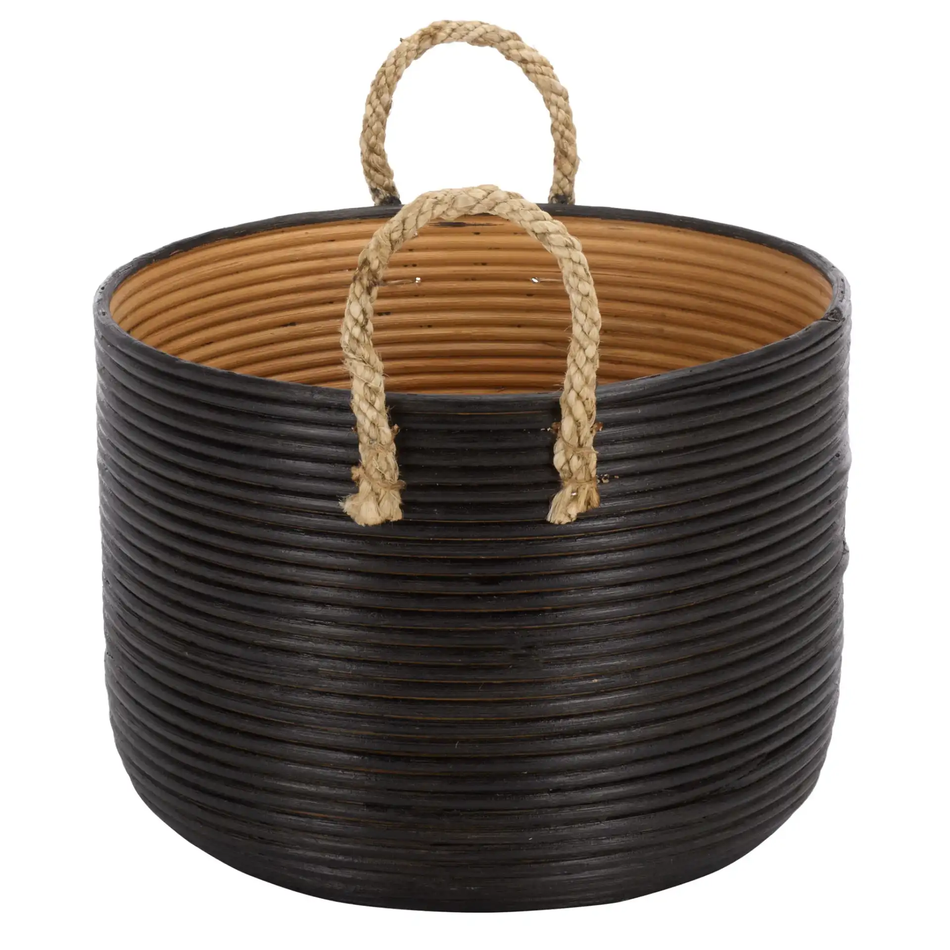 Renley Set Of Three-Baskets in Black / Natural, detail view