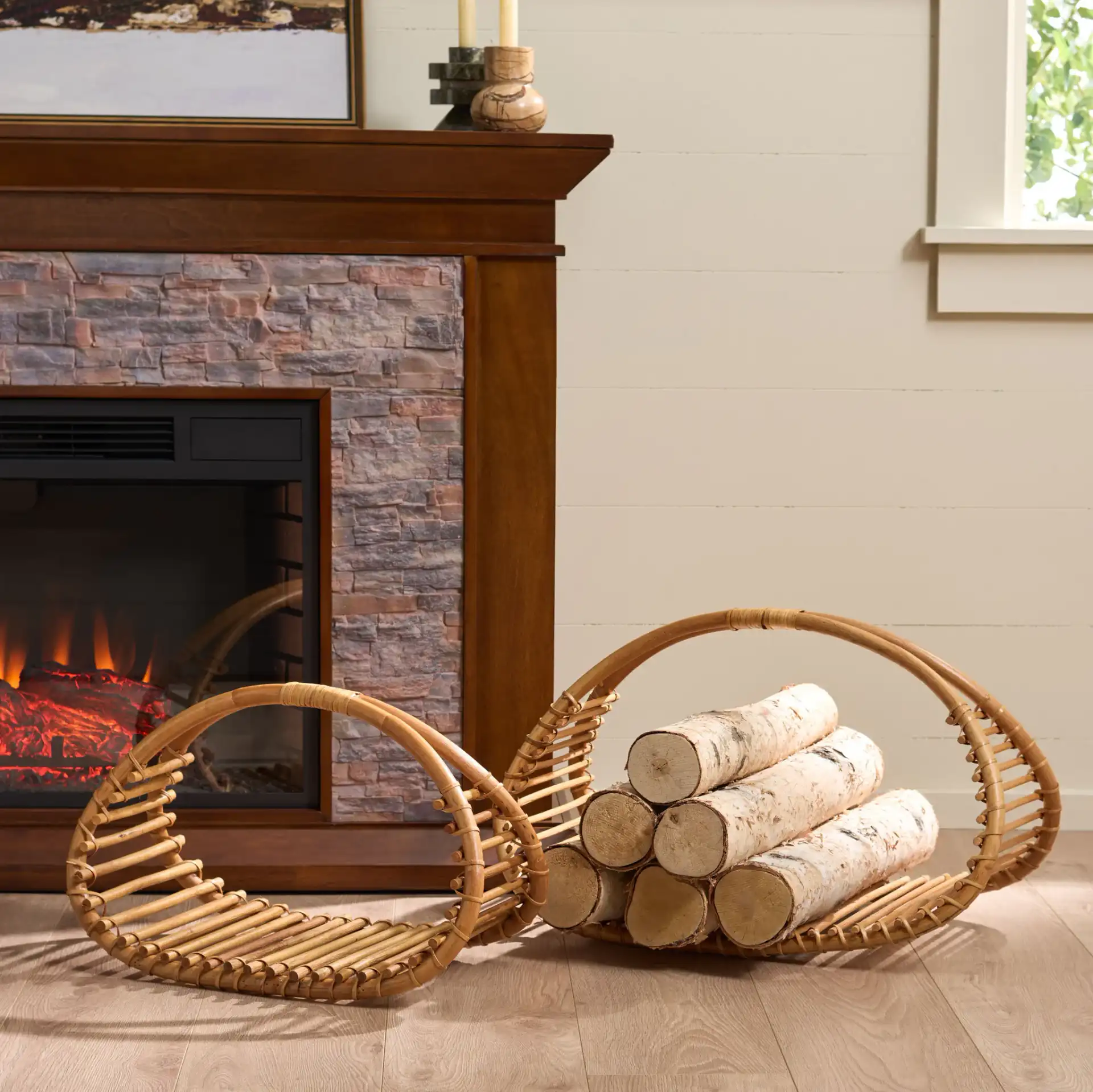Freyley Set Of Two-Baskets in Natural in a styled room