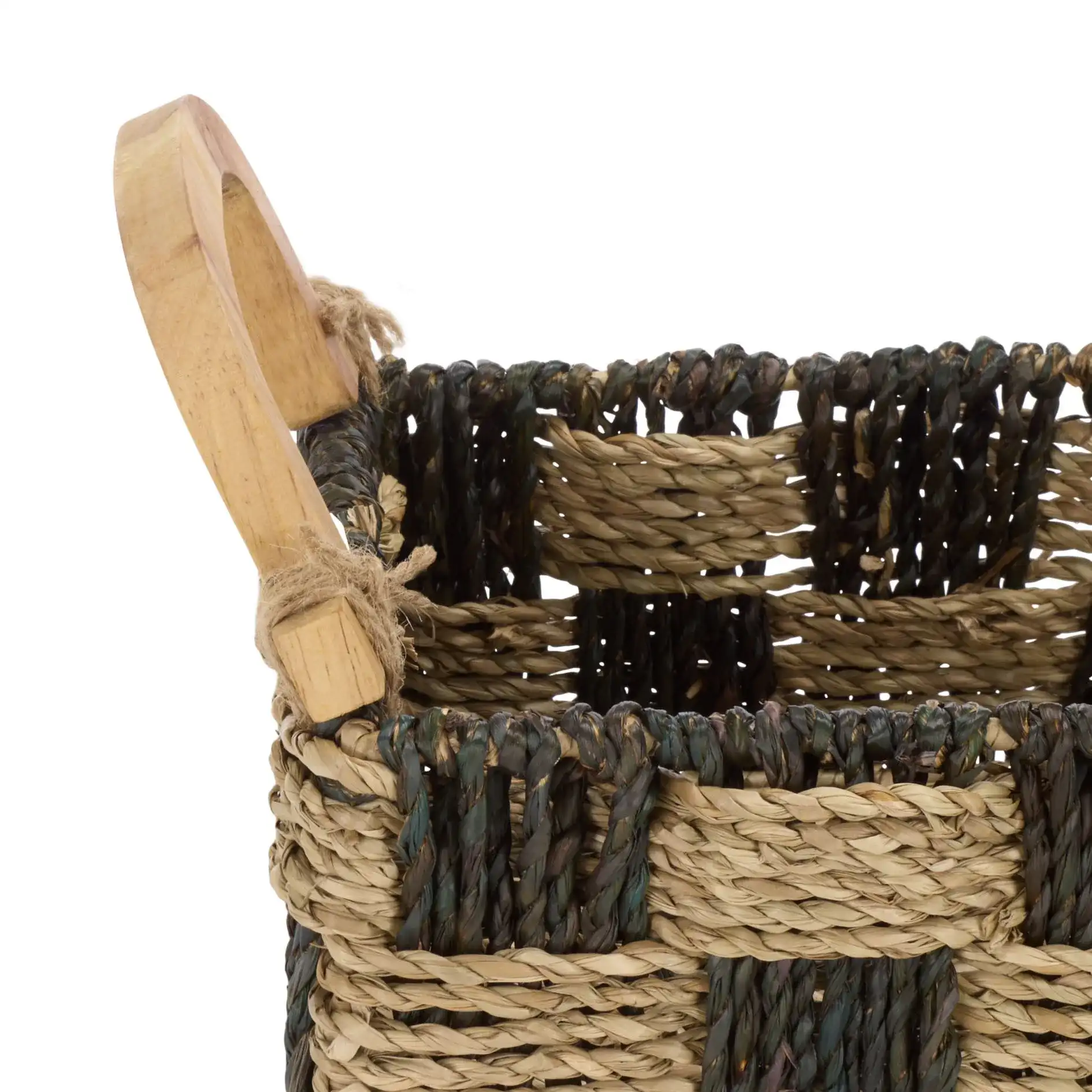 Quinley Basket in Natural / Dark Natural in a styled room