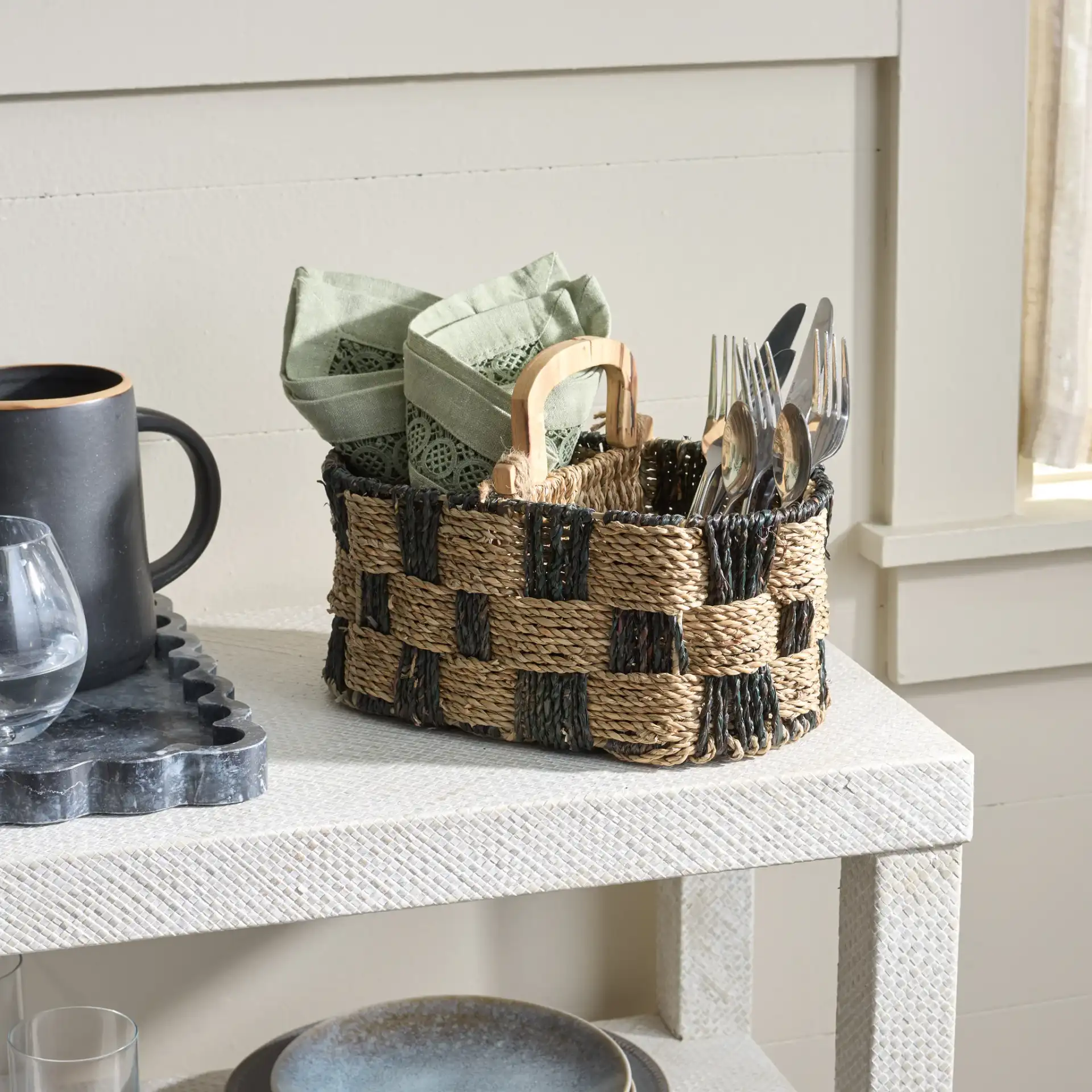 Reiser Basket in Natural / Dark Natural in a styled room