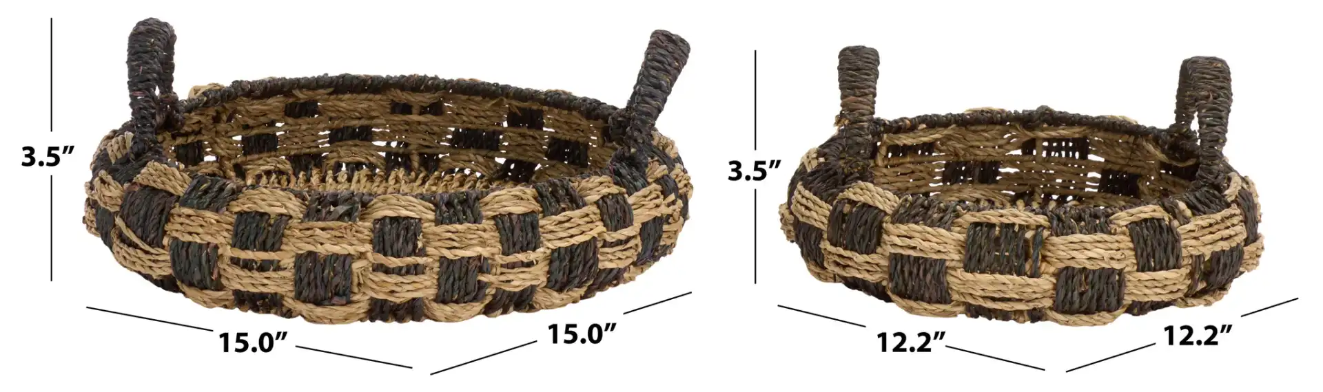 Patro Set Of Two-Baskets in Natural / Dark Natural, detail view