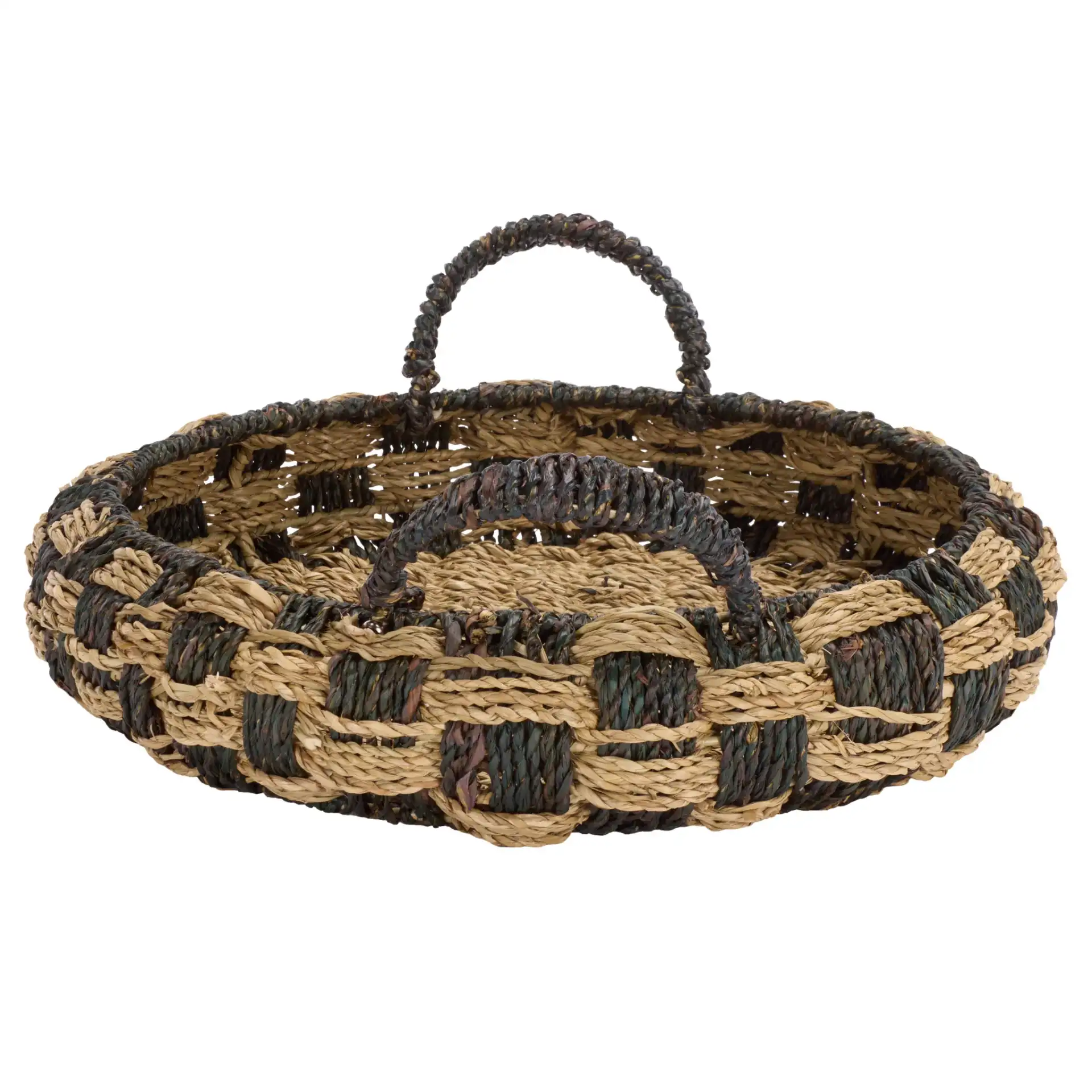 Patro Set Of Two-Baskets in Natural / Dark Natural, detail view