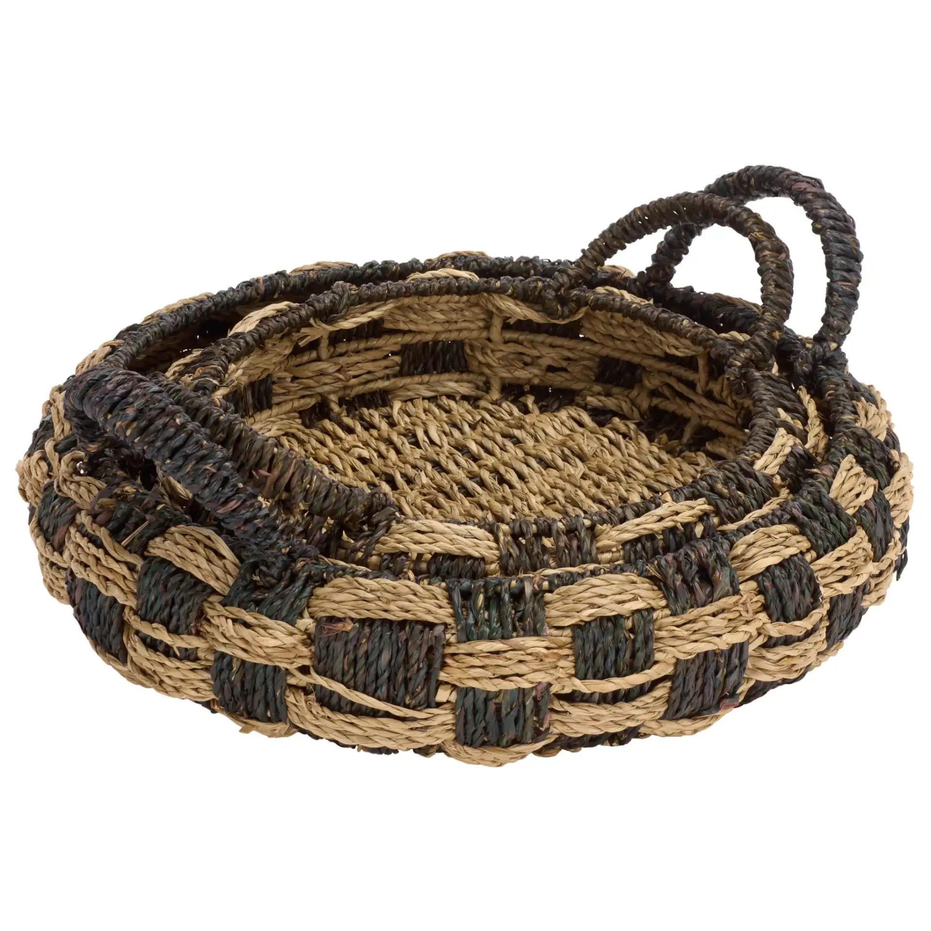 Patro Set Of Two-Baskets in Natural / Dark Natural, detail view