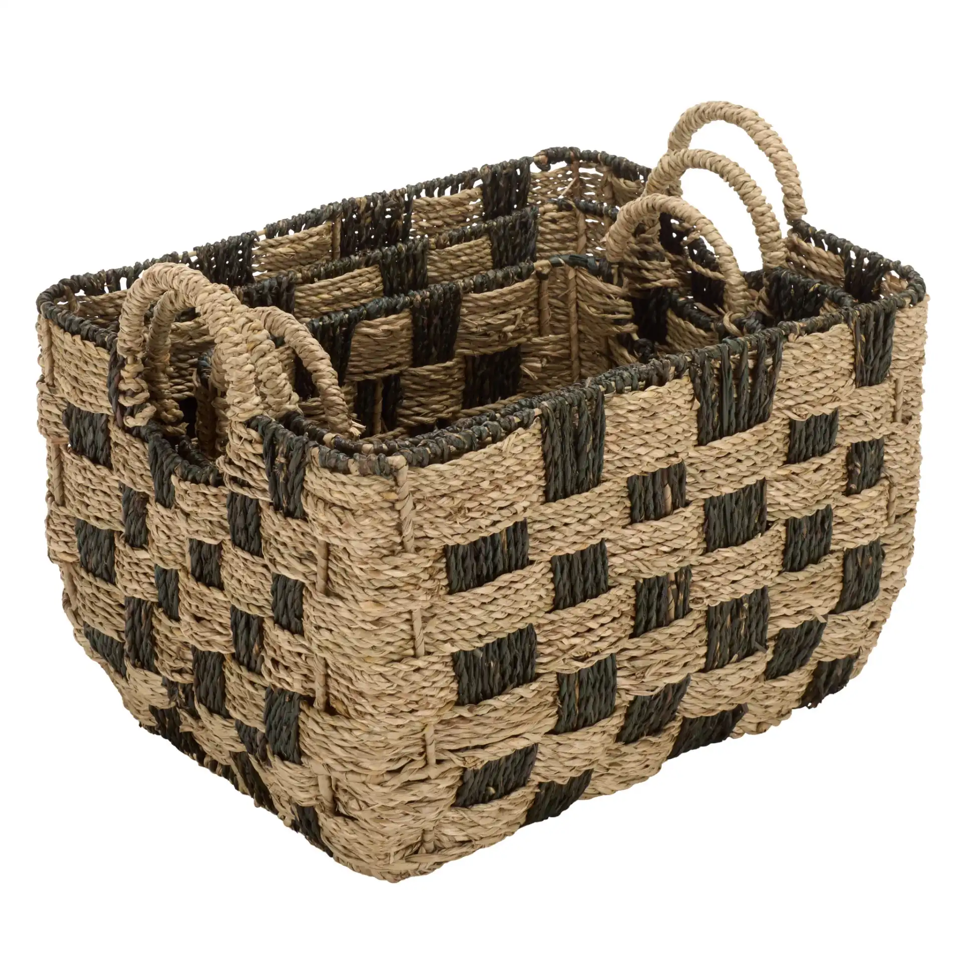 Fillip Set Of Three-Baskets in Natural / Dark Natural, detail view