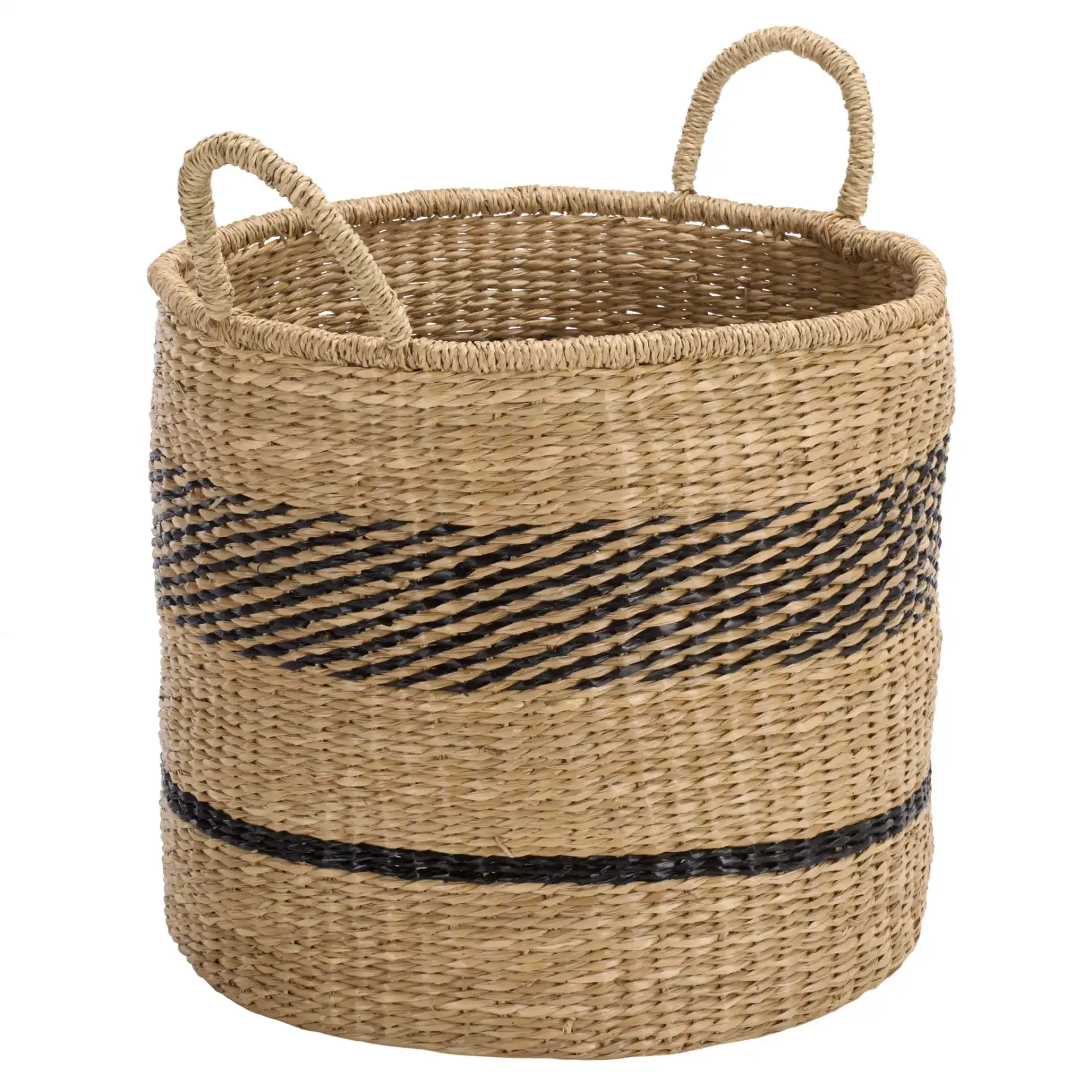 Beris Set Of Three-Baskets in Natural / Black, detail view