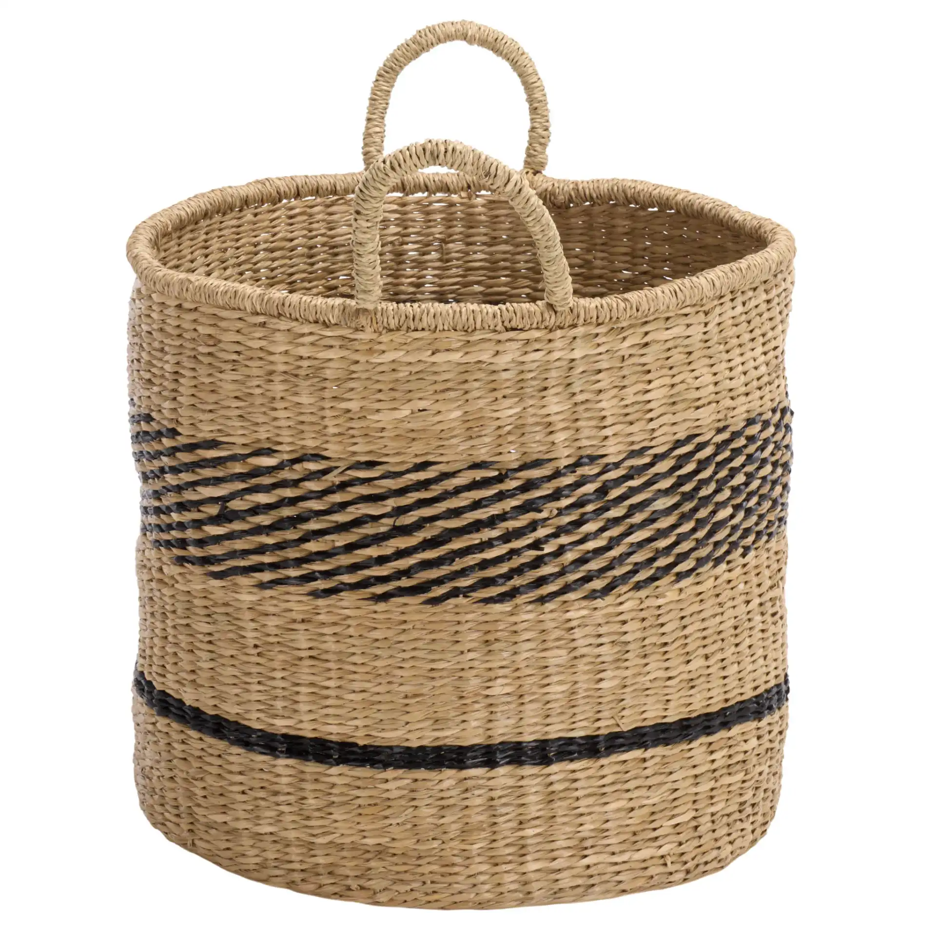 Beris Set Of Three-Baskets in Natural / Black, detail view