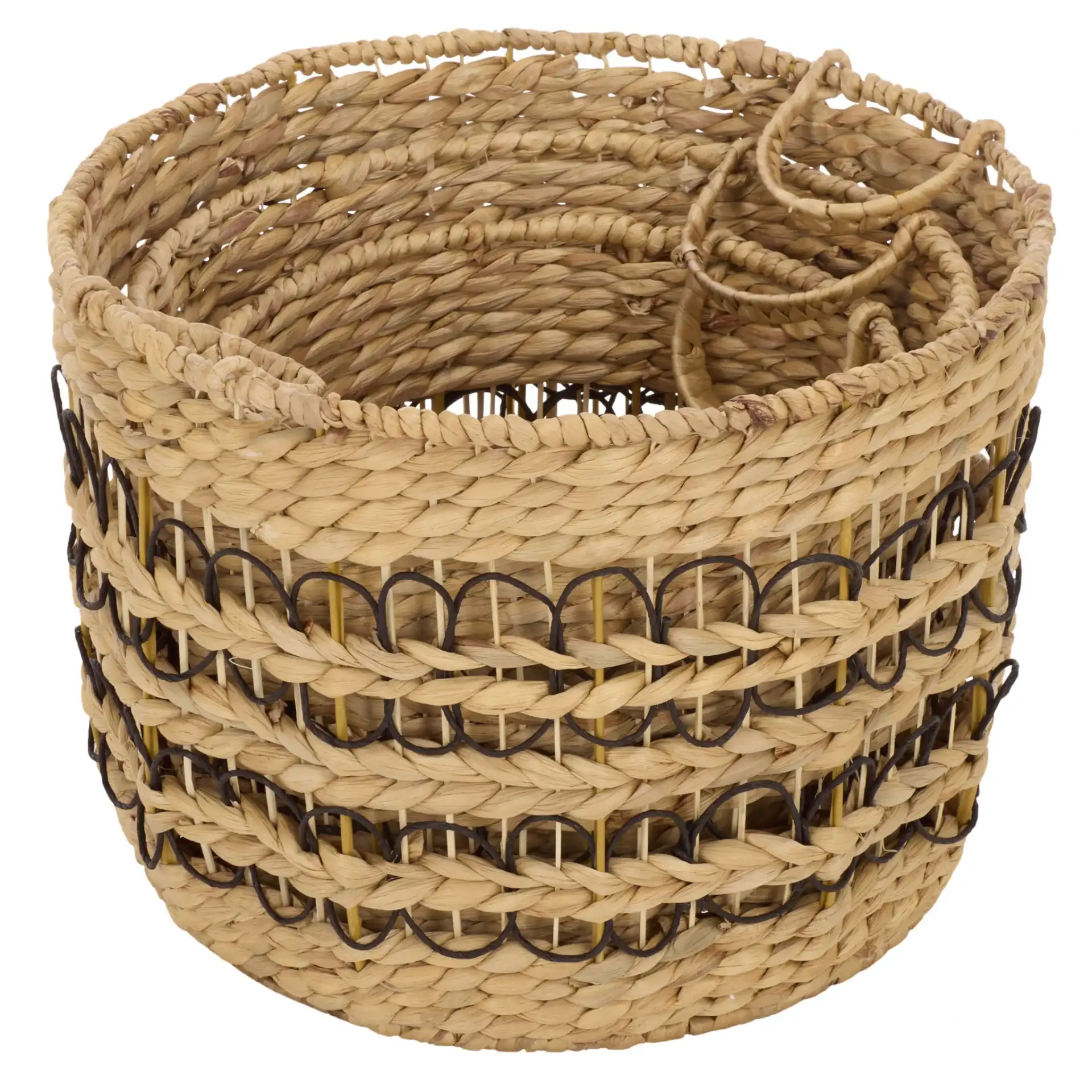 Pitof Set Of Three-Baskets in Natural / Black, detail view
