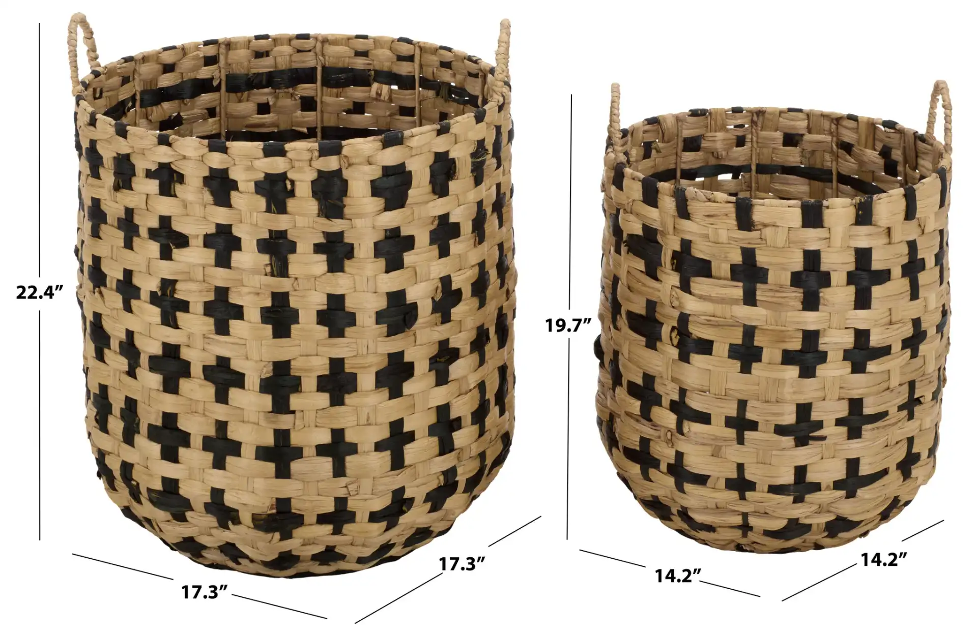 Richy Set Of Two-Baskets in Natural / Black, detail view