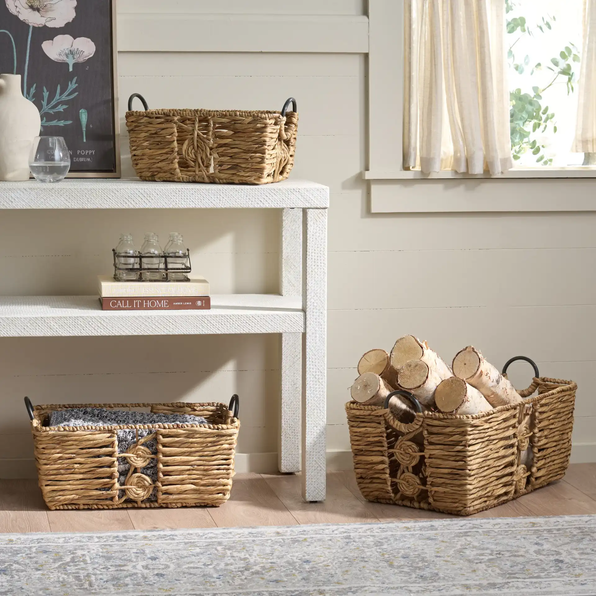Dirk Set Of Three-Baskets in Natural in a styled room