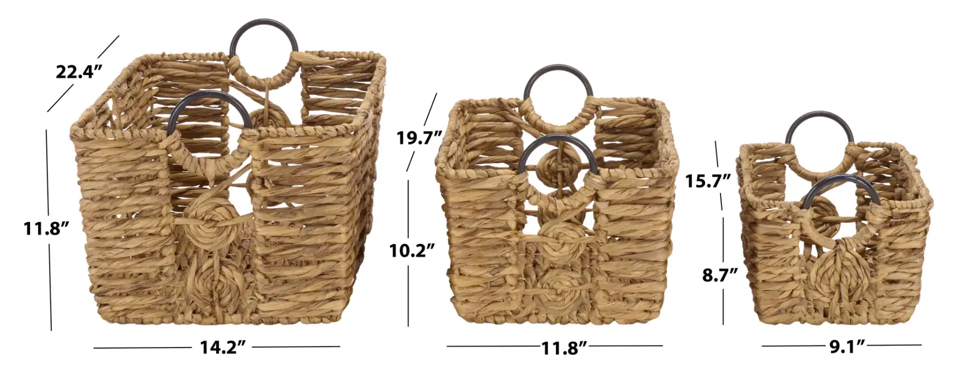 Dirk Set Of Three-Baskets in Natural, detail view