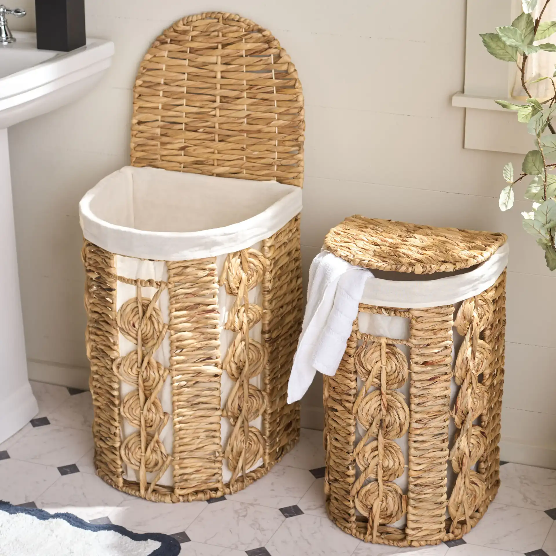Novik Set Of Two-Baskets in Natural in a styled room