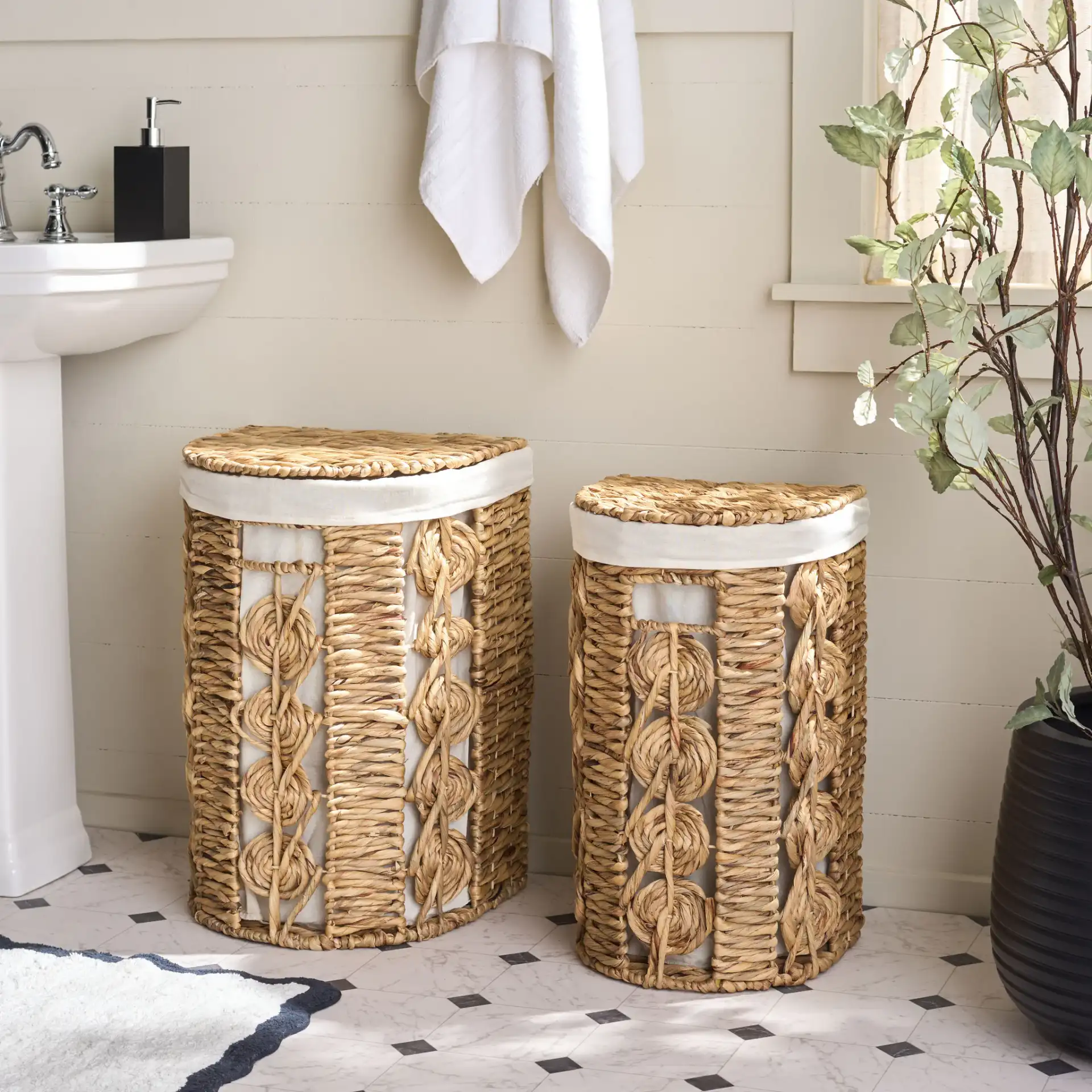 Novik Set Of Two-Baskets in Natural in a styled room