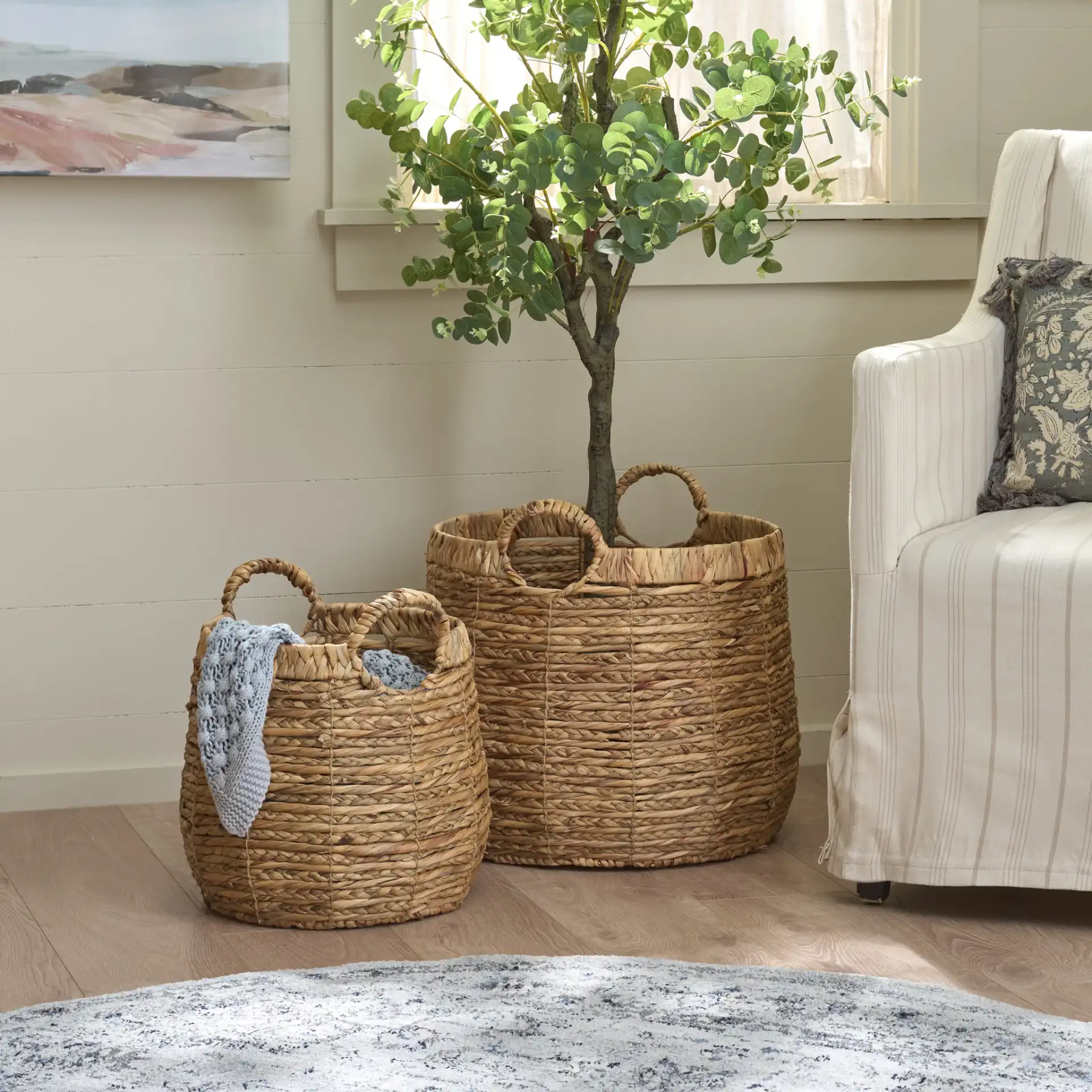 Bucky Set Of Two-Baskets in Natural in a styled room