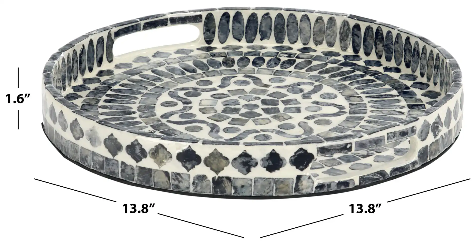 Yaneth Round Tray in Grey / White, detail view