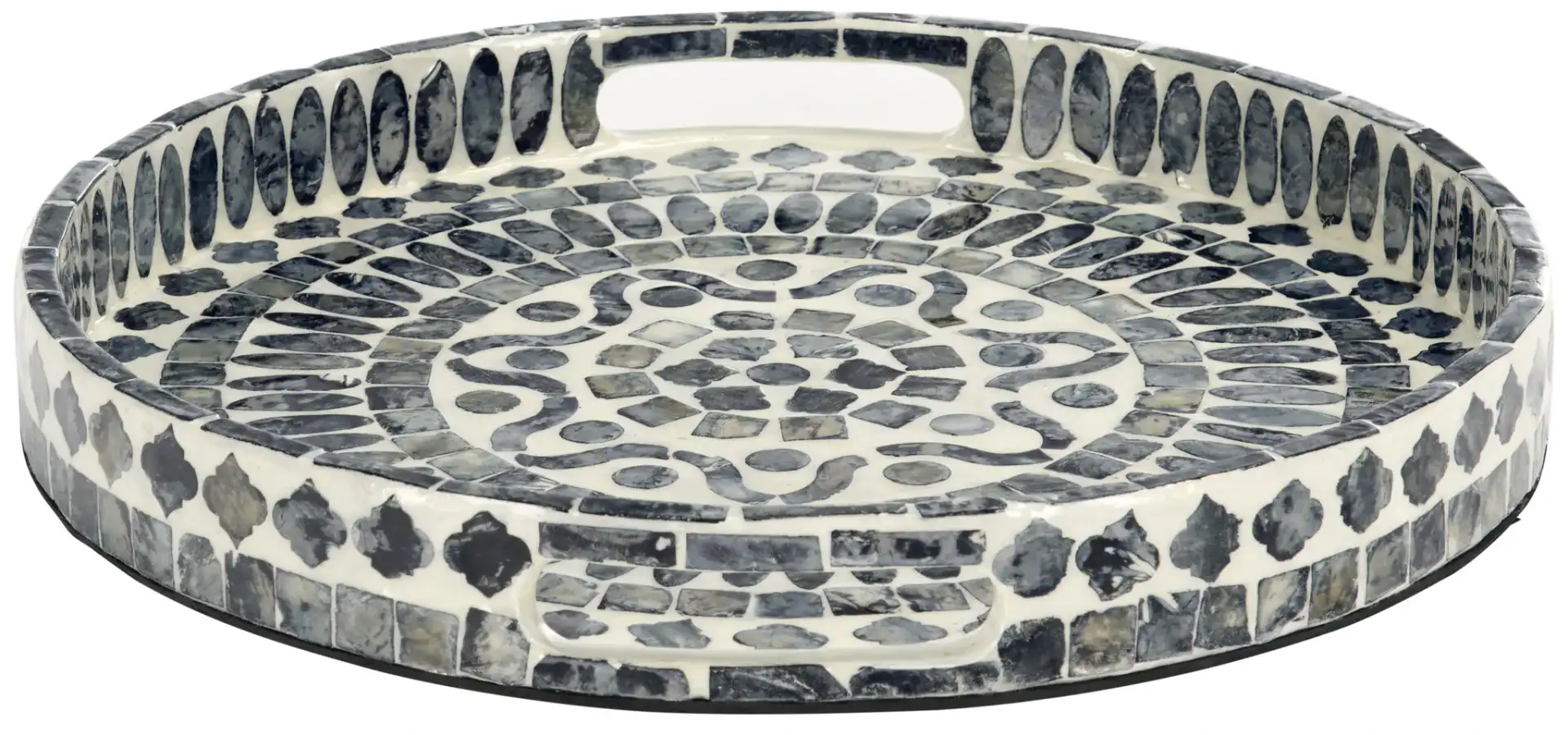 Yaneth Round Tray in Grey / White