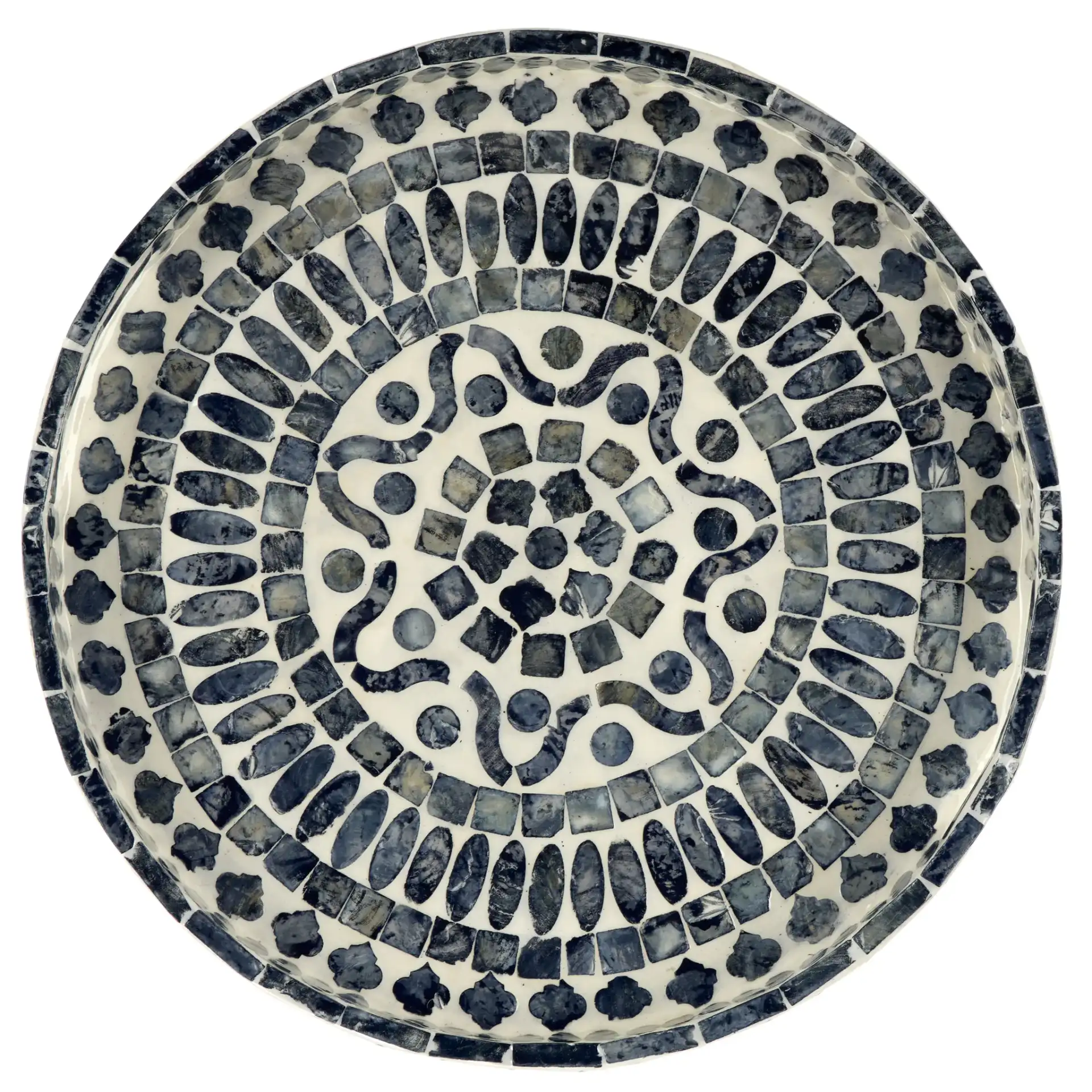 Yaneth Round Tray in Grey / White, detail view