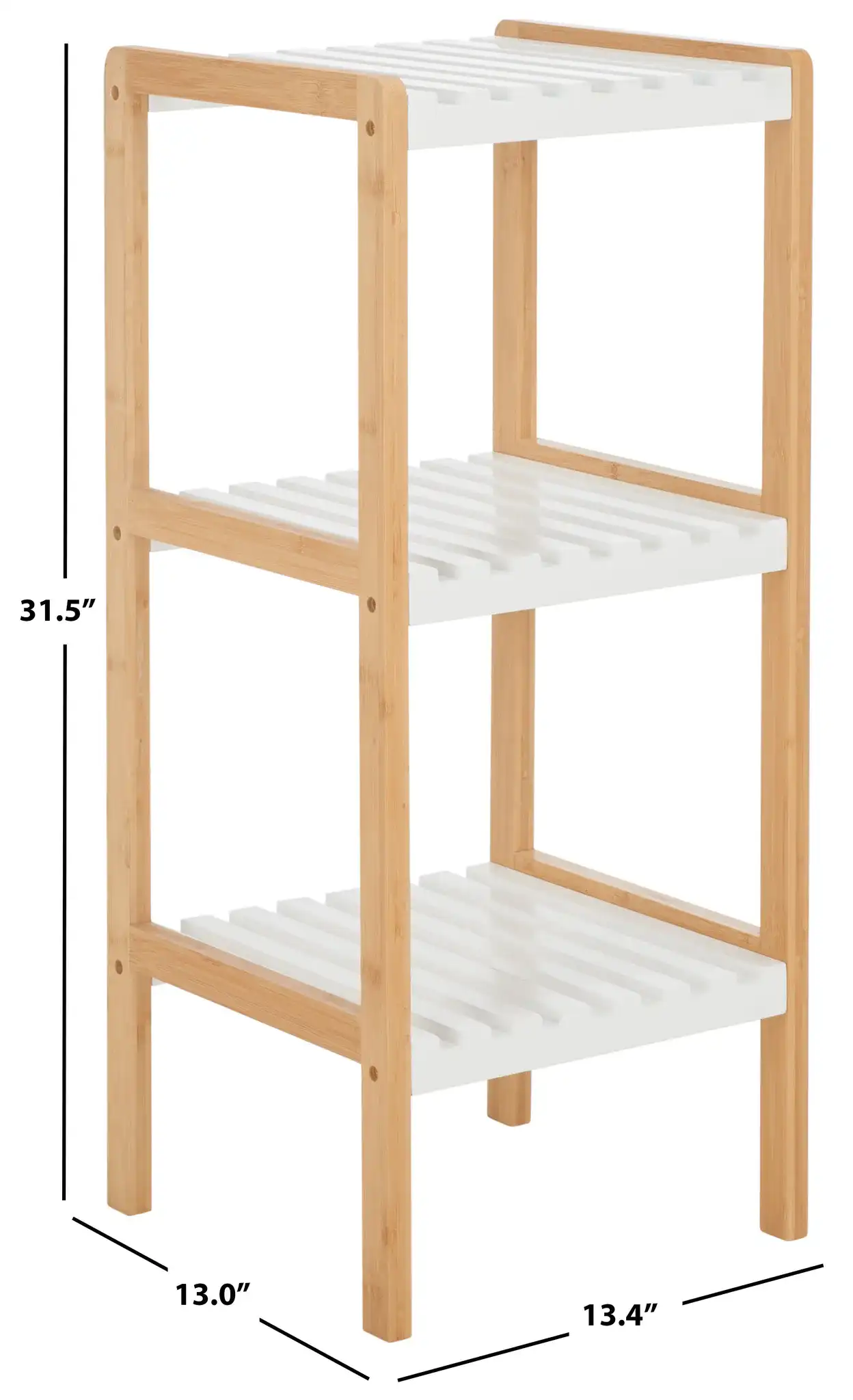 Paxter Three-Tier Shelf in White / Natural, detail view