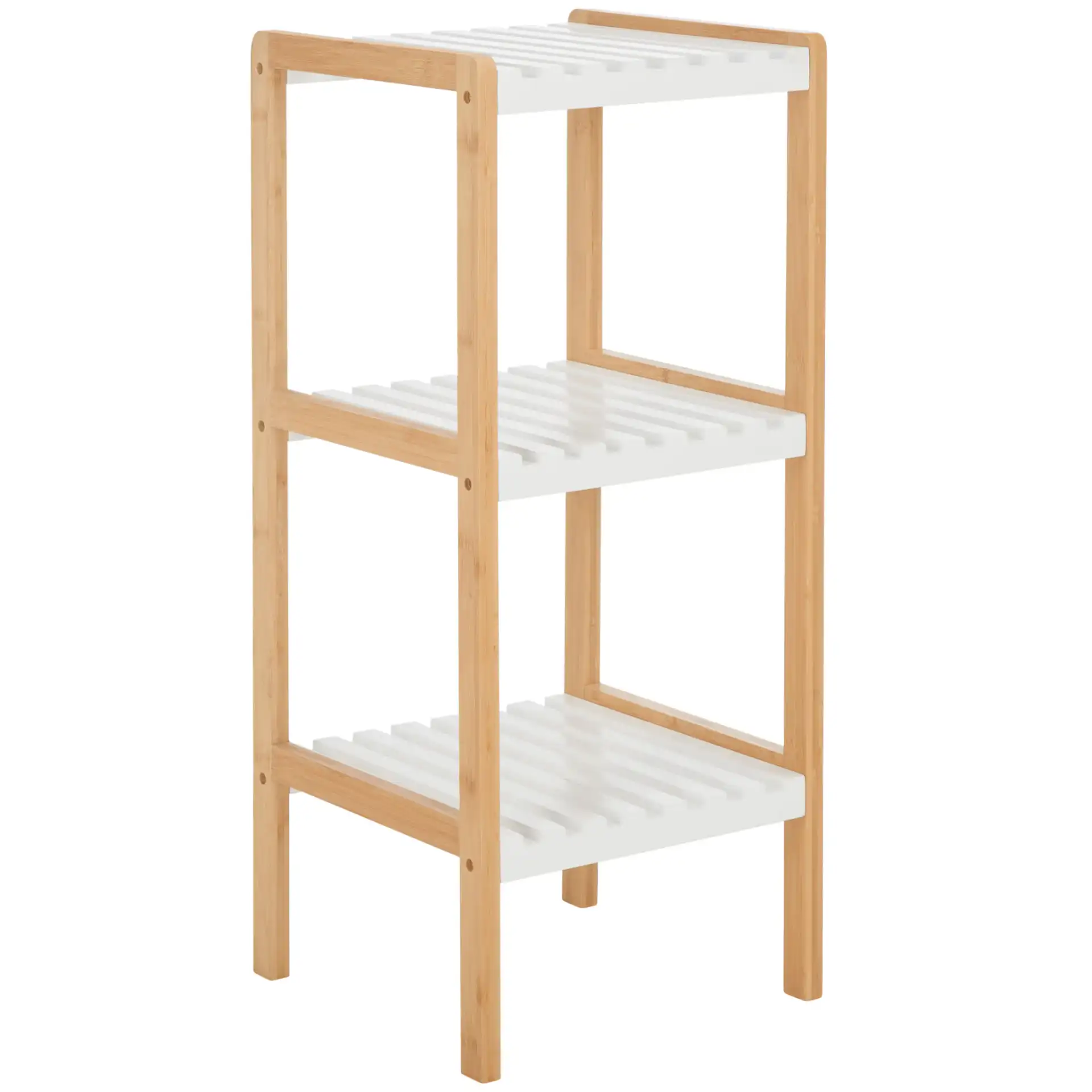 Paxter Three-Tier Shelf in White / Natural, detail view