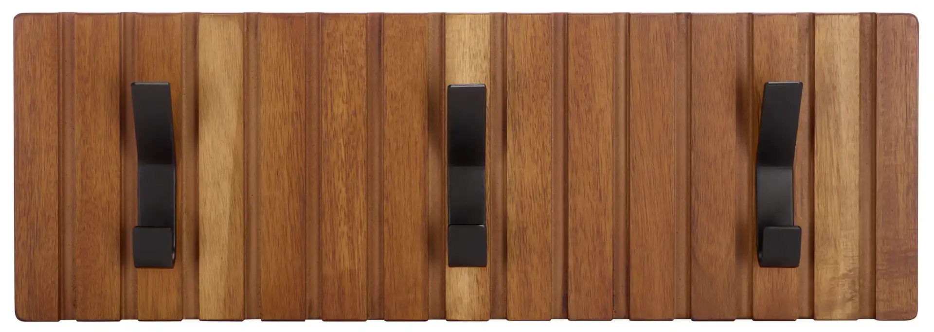 Fraizer Three-Hook Wall-Mounted Coat Rack in Natural Acacia / Black