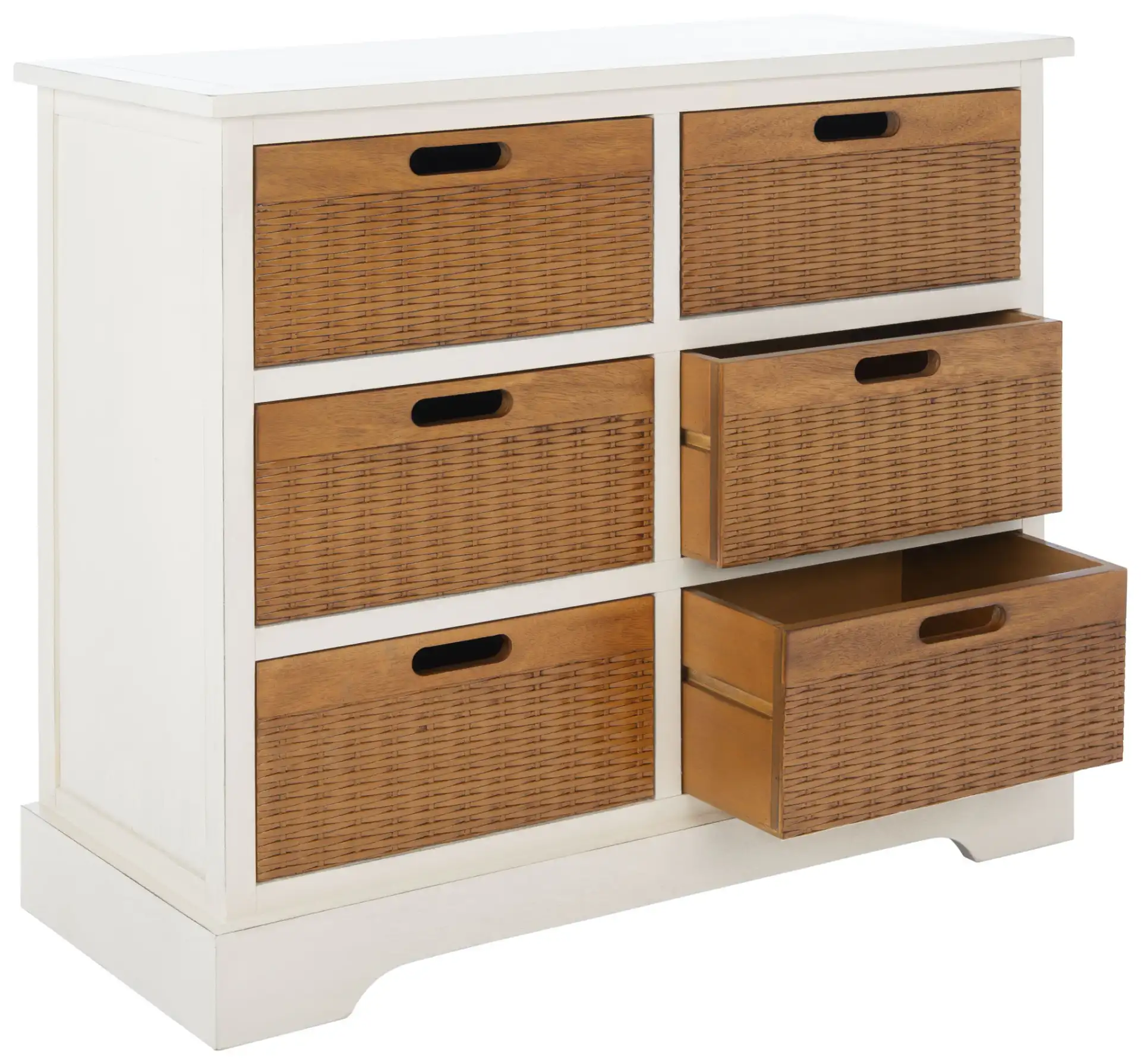 Landers Six-Drawer Storage Unit in Honey Brown, detail view