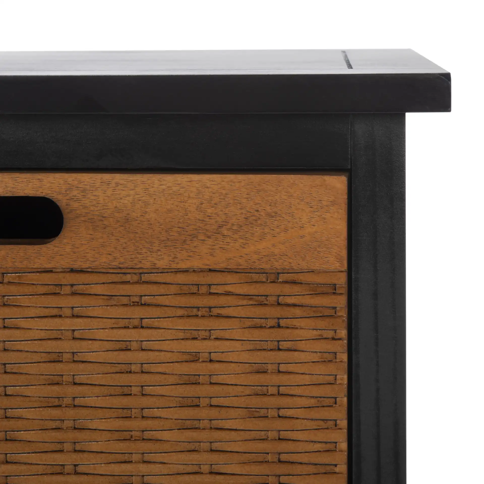 Landers Six-Drawer Storage Unit in Honey Brown in a styled room